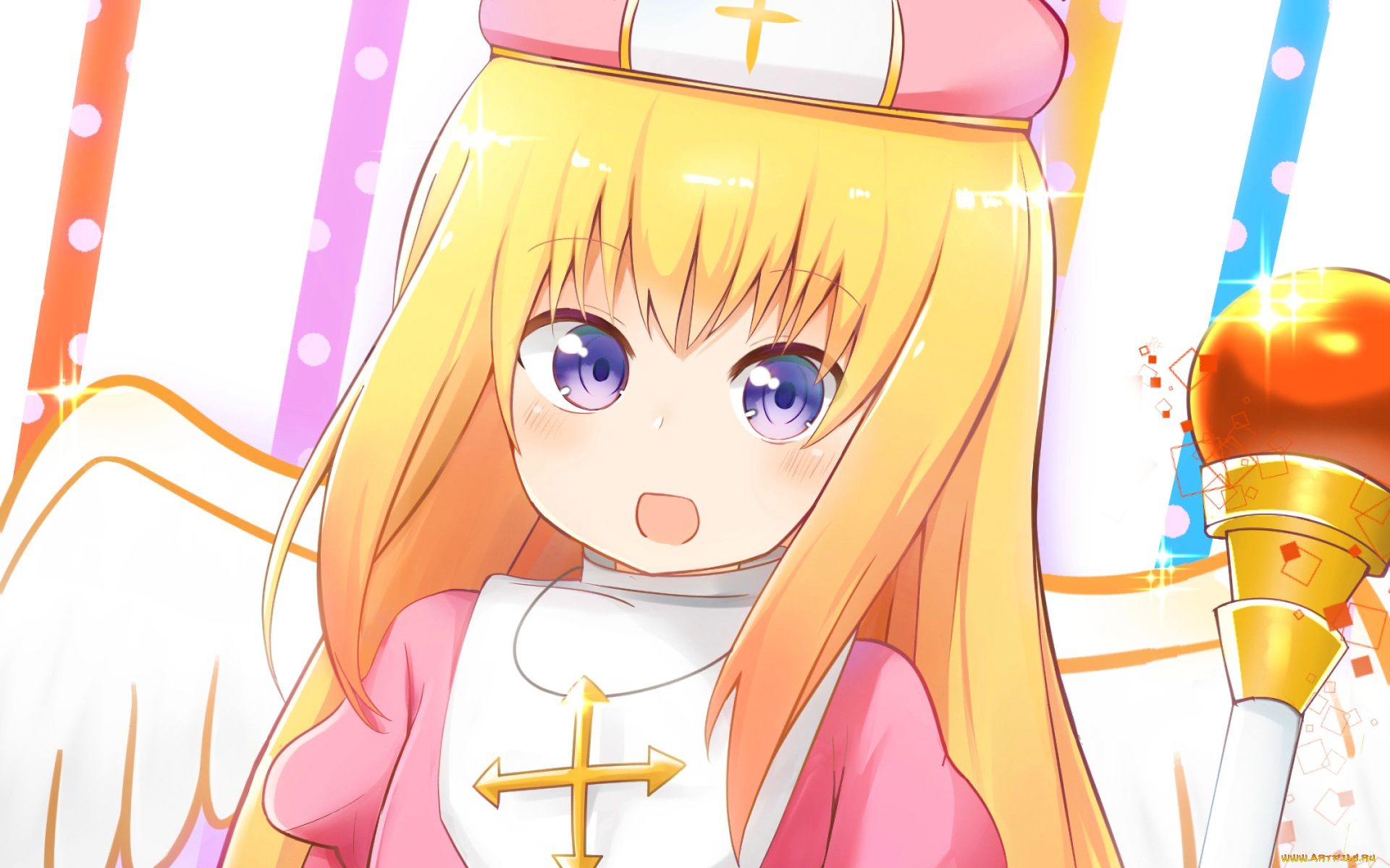 аниме, gabriel, dropout, фон, взгляд, девушка