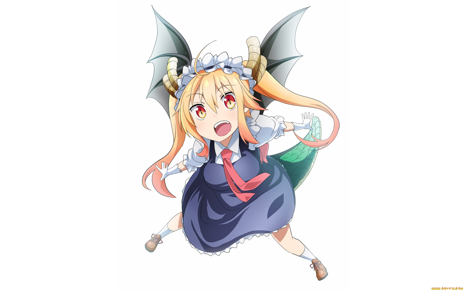 аниме, miss, kobayashi`s, dragon, maid, девушка, взгляд, фон