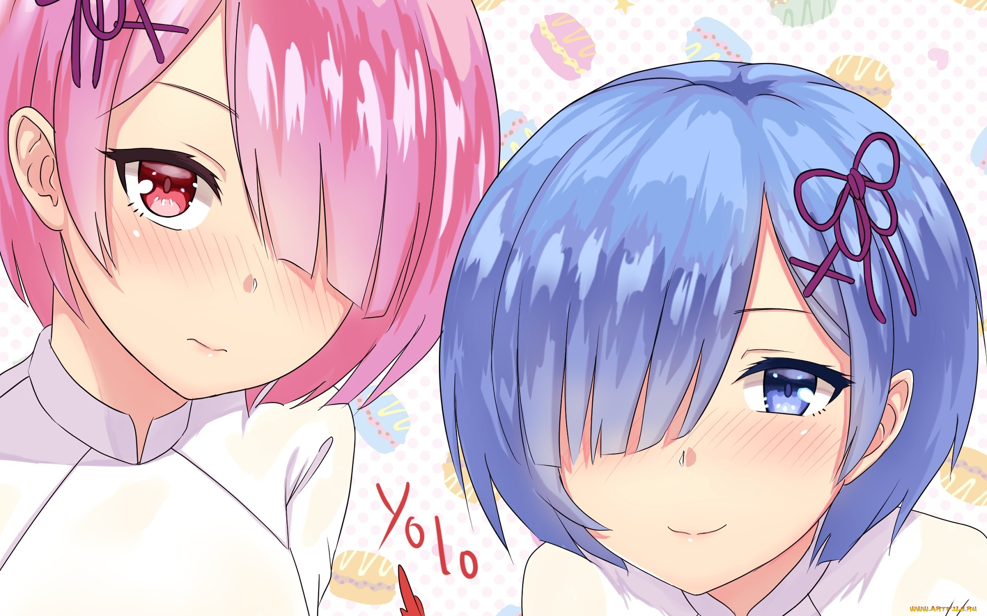 аниме, re, , zero, kara, hajimeru, isekai, seikatsu, девушки, взгляд, фон