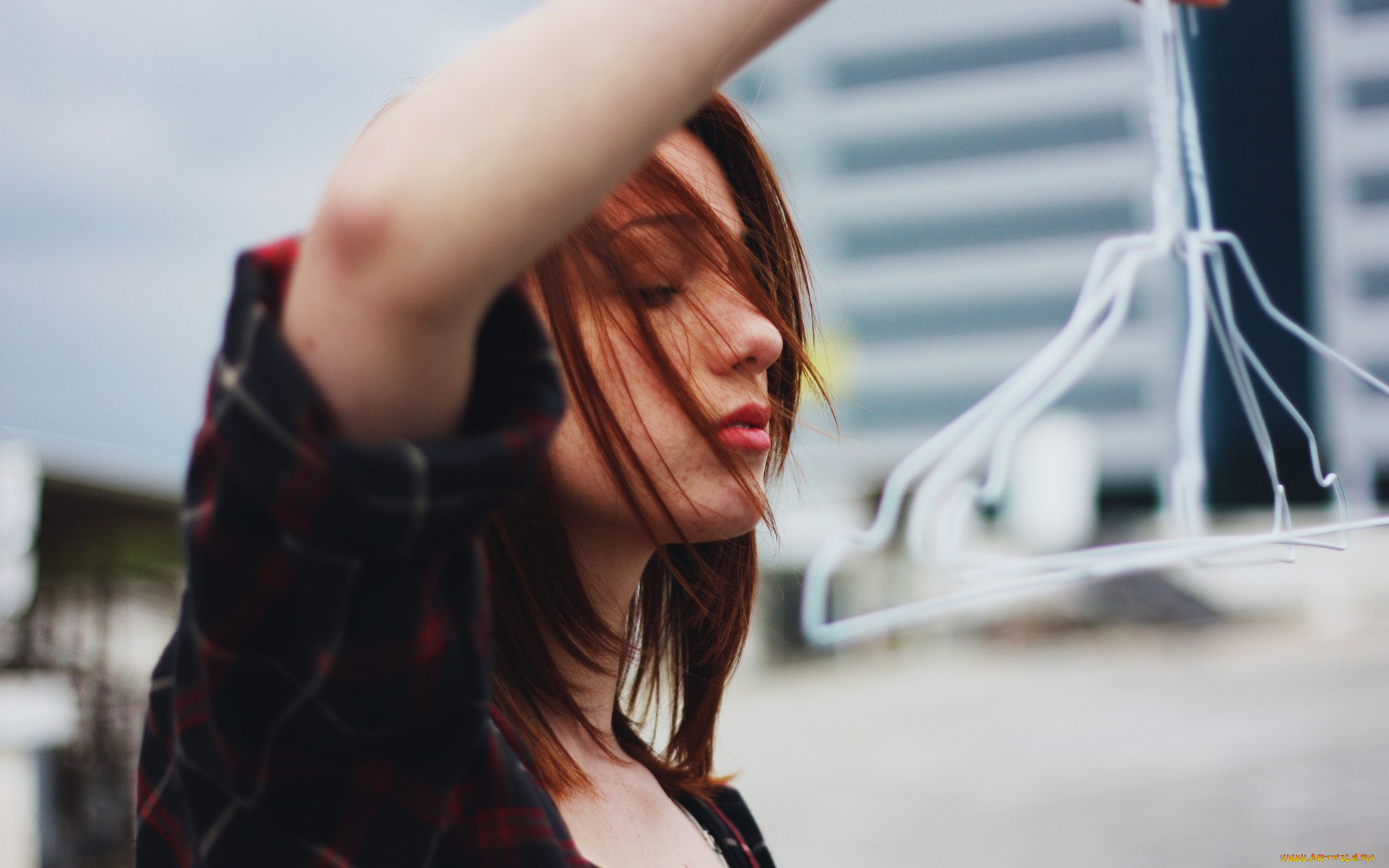 девушки, -unsort, , лица, , портреты, рубашка, рыжая