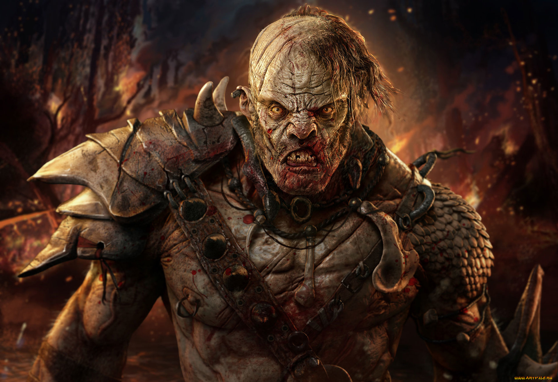 фэнтези, существа, орк, монстр, чудище, морда, клыки