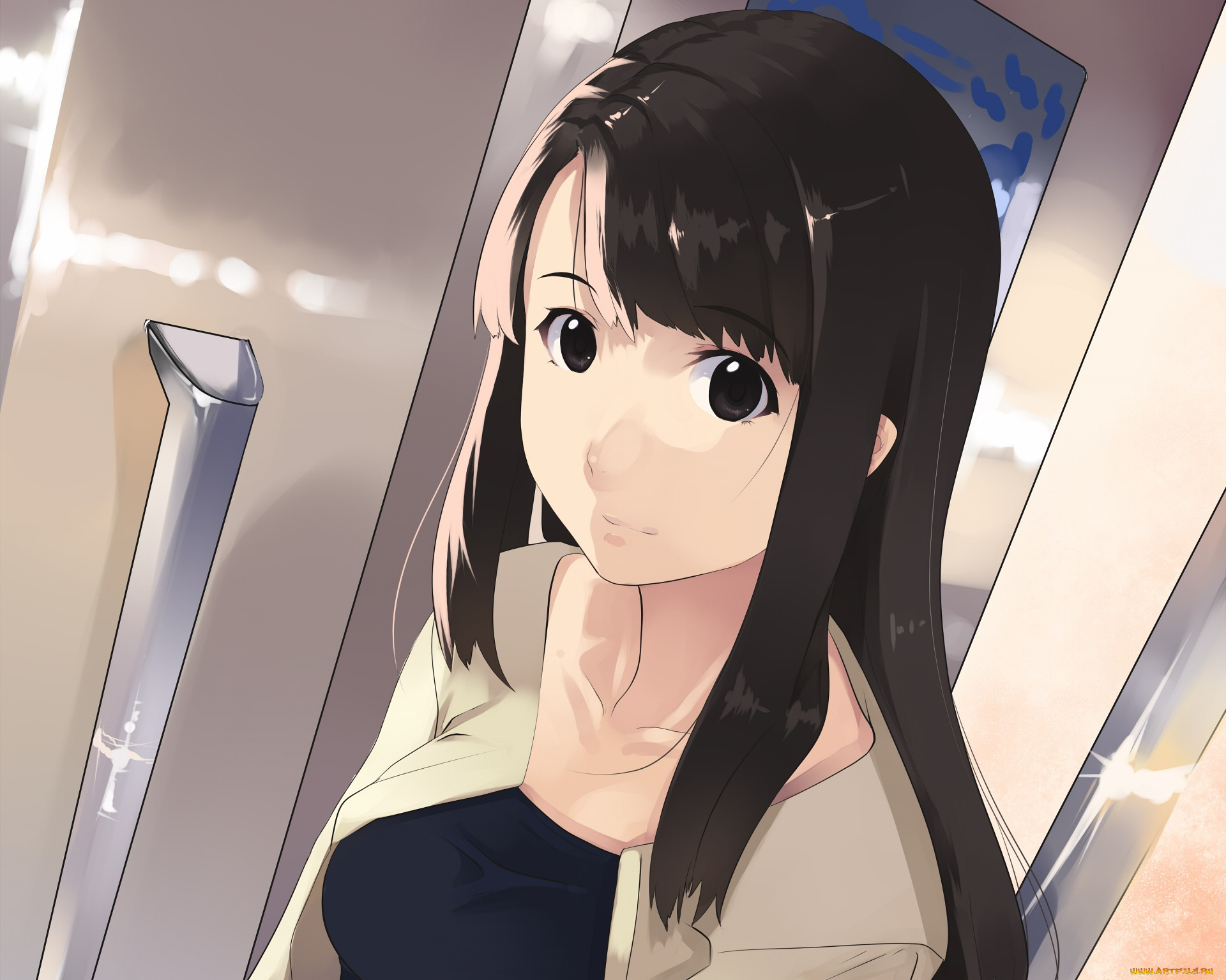 аниме, unknown, , другое, девушка, взгляд, фон