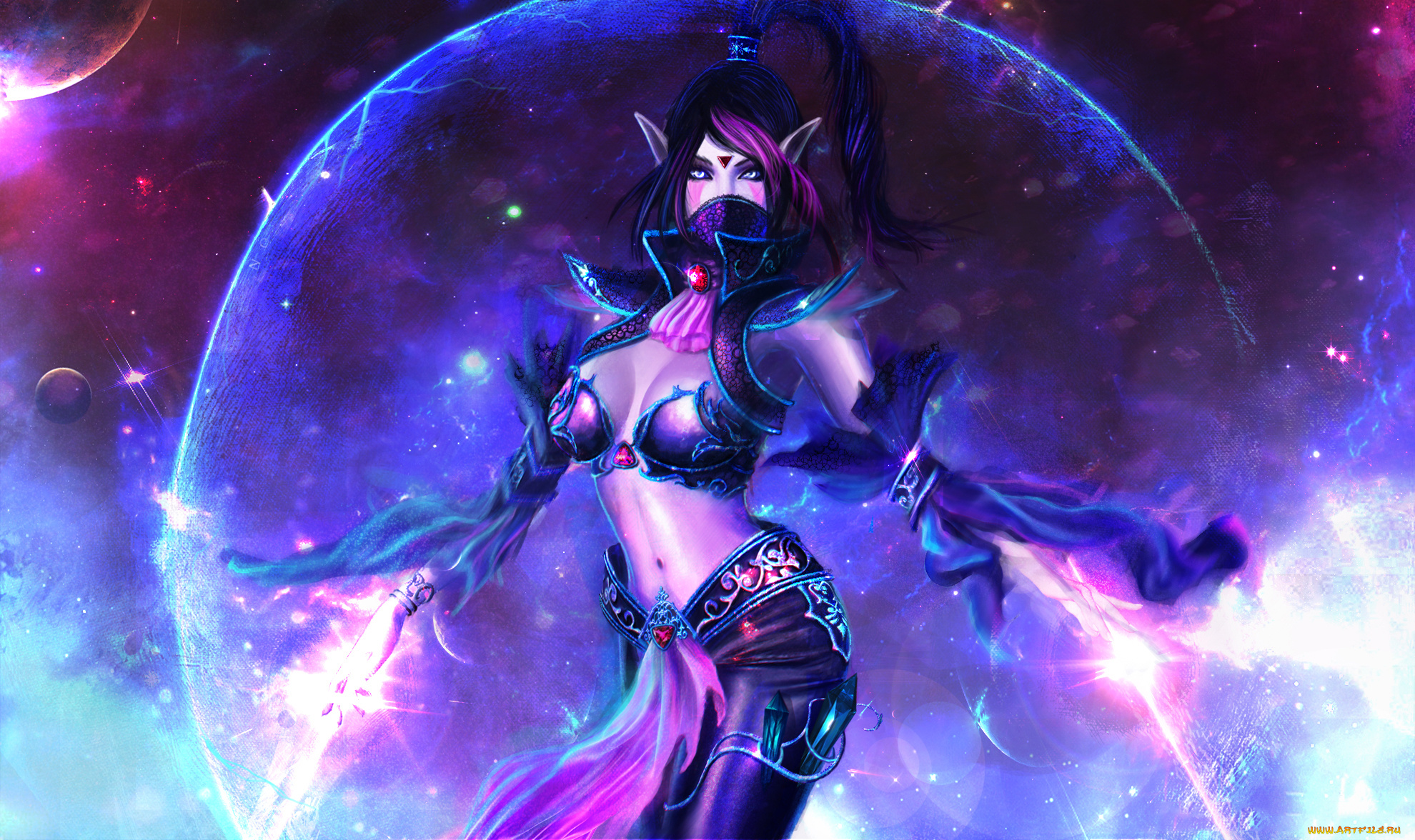 фэнтези, эльфы, взгляд, фон, девушка, униформа, эльф