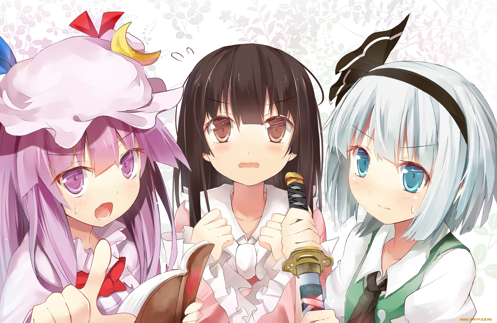 аниме, touhou, девушки, фон, взгляд