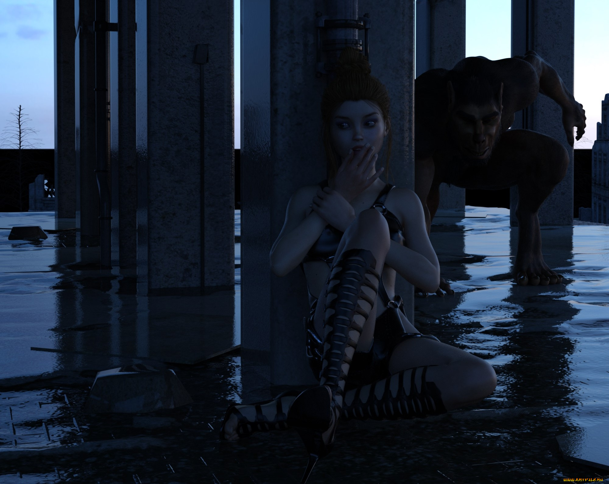 3д, графика, фантазия, , fantasy, девушка, взгляд, фон, демон