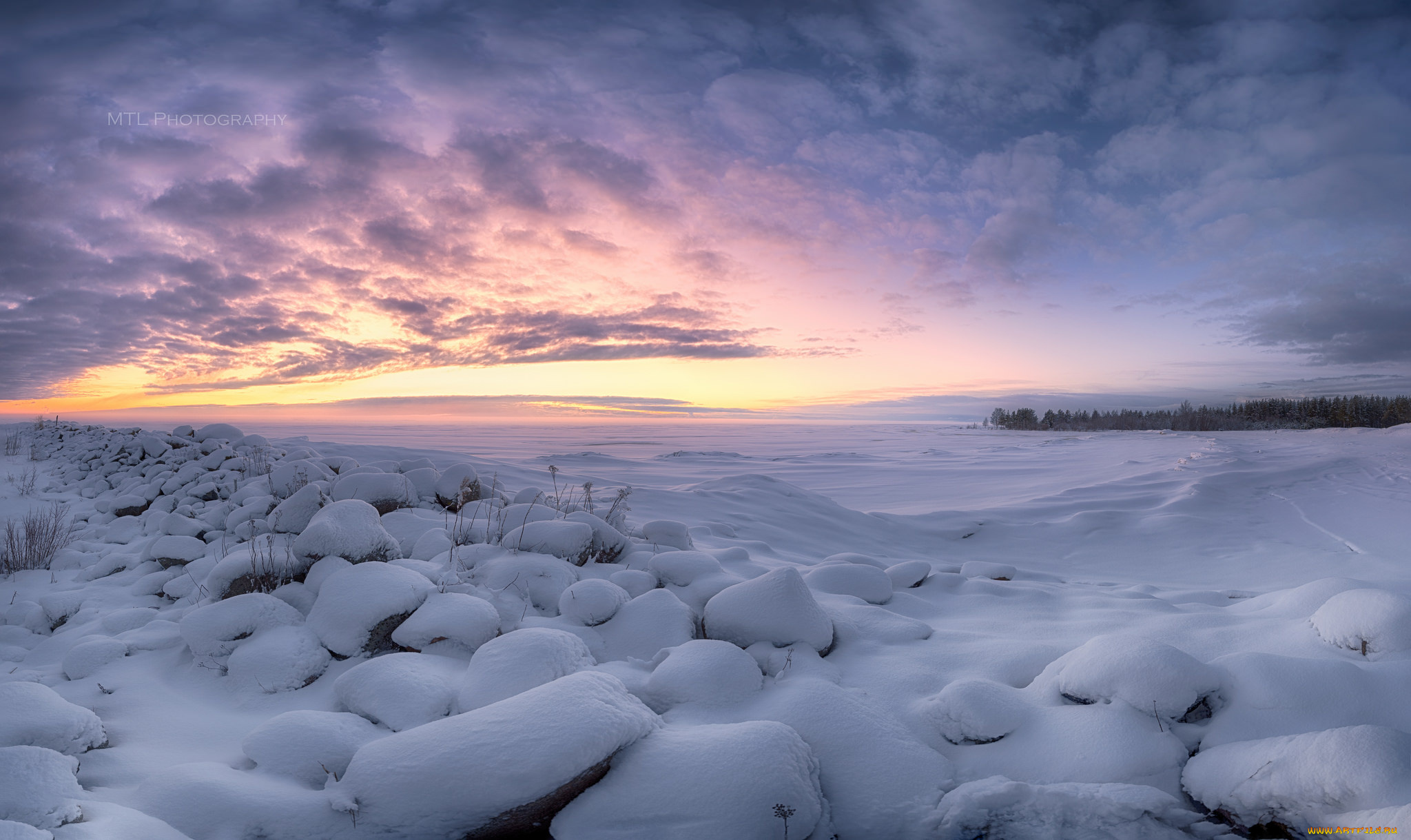 природа, зима, снег, облака