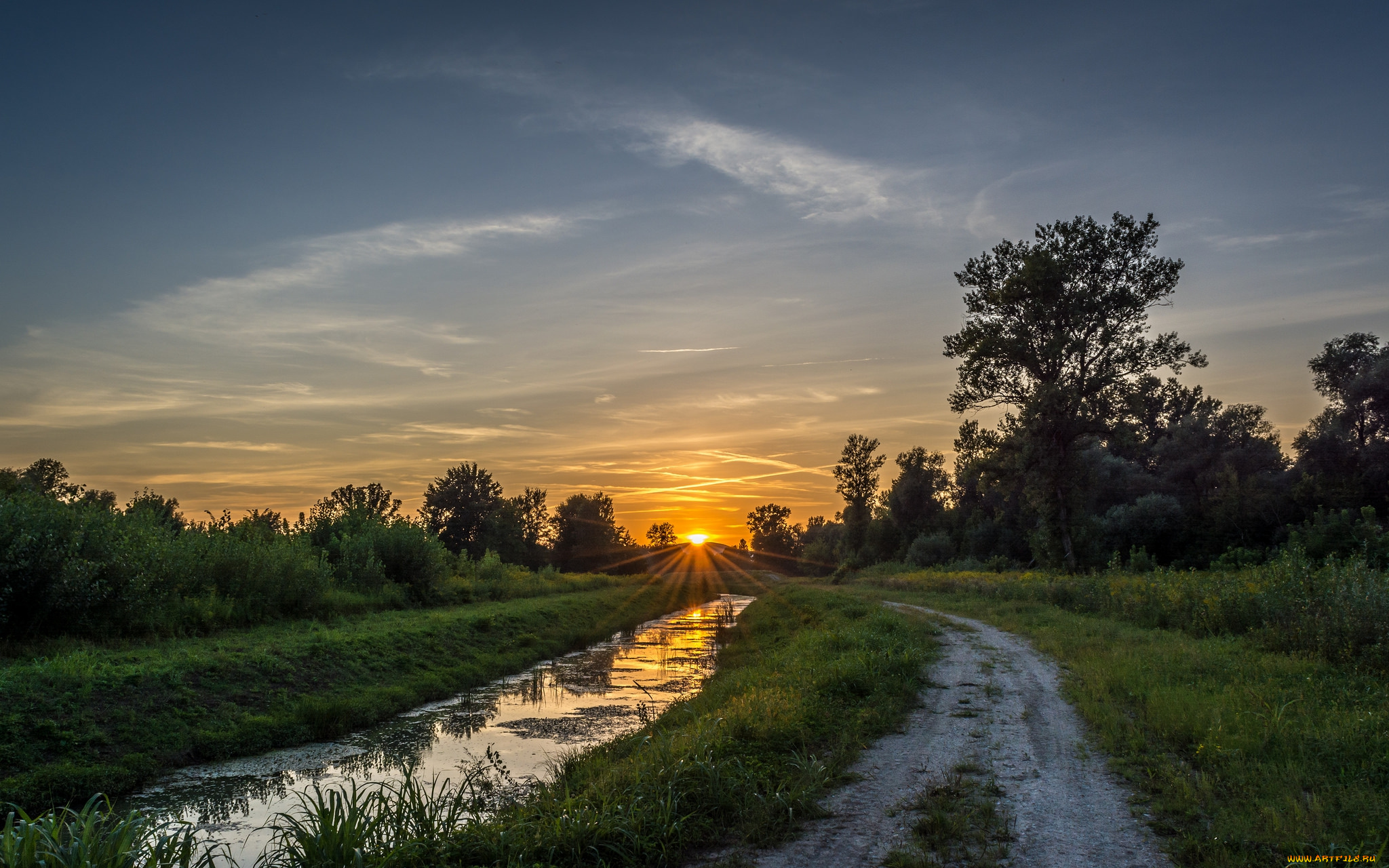 природа, дороги, рассвет