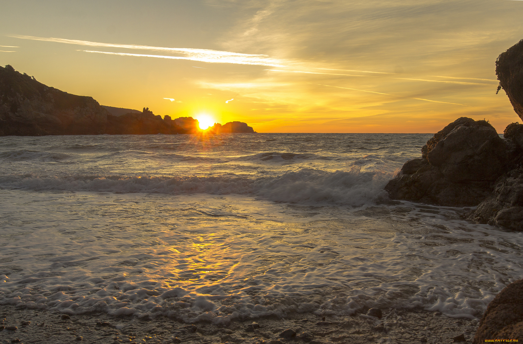 природа, побережье, рассвет