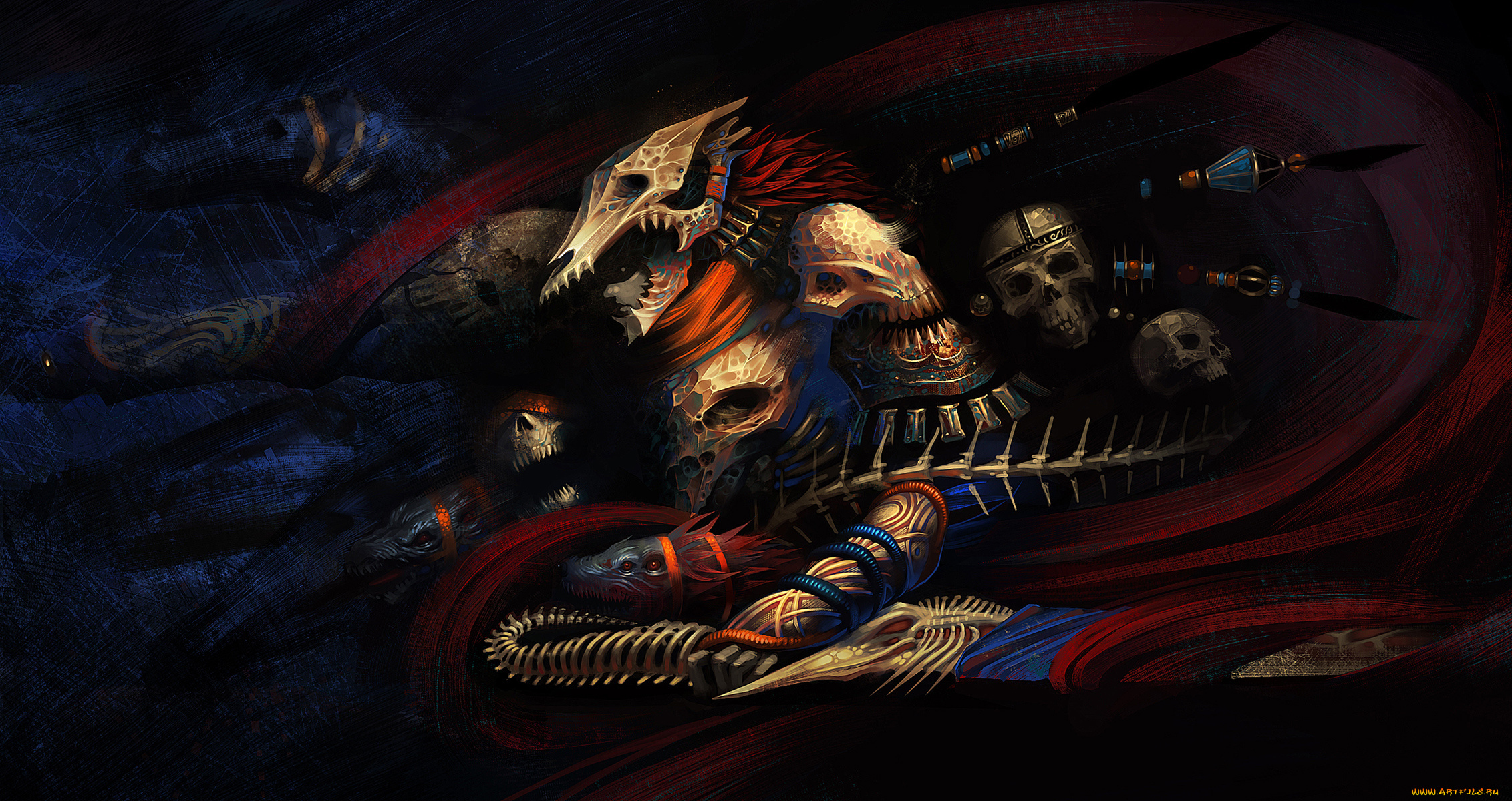 фэнтези, нежить, магические, инструменты, атрибуты, черепа, магия, колдовство