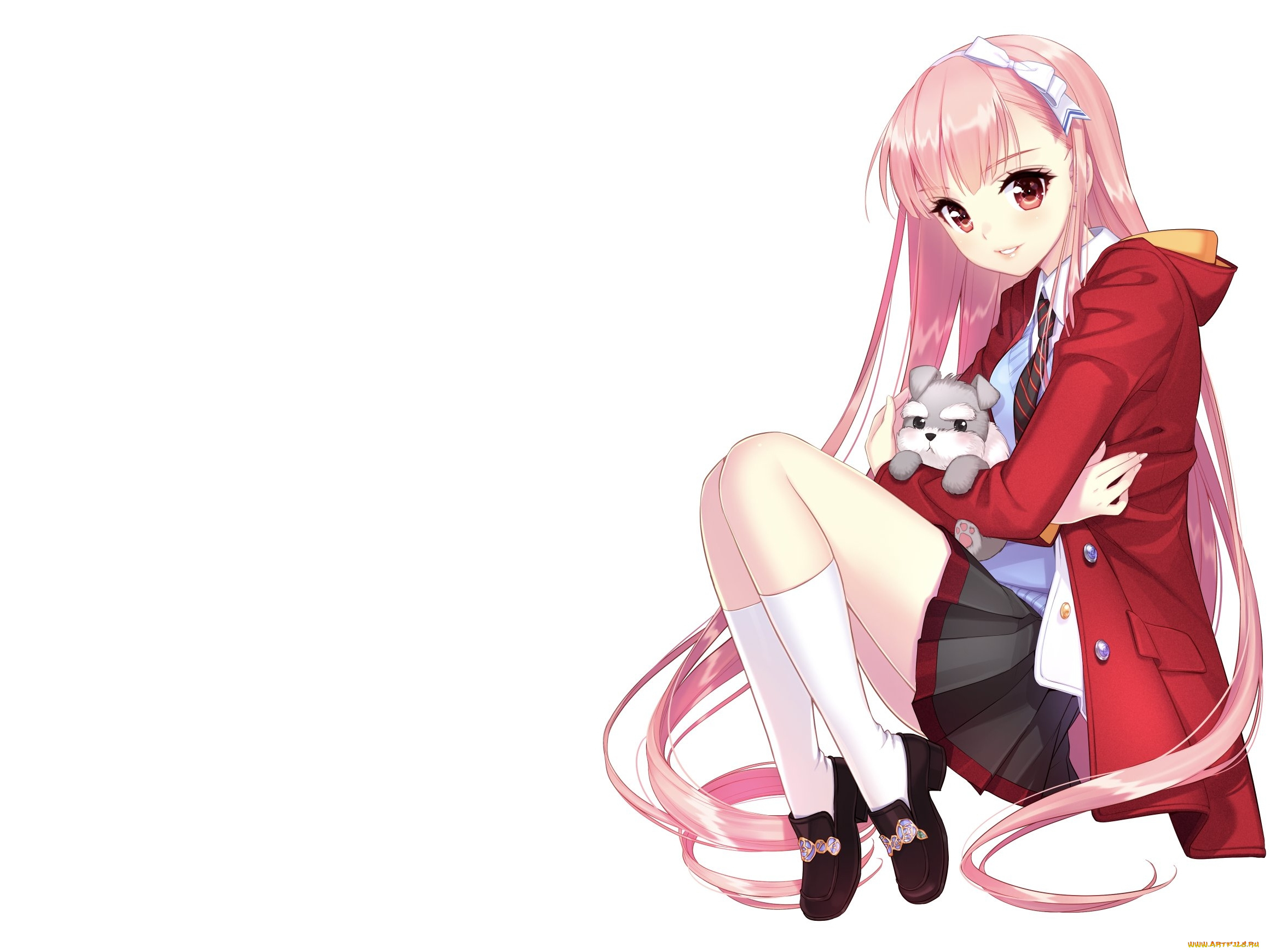 аниме, животные, , существа, девушка, взгляд, фон