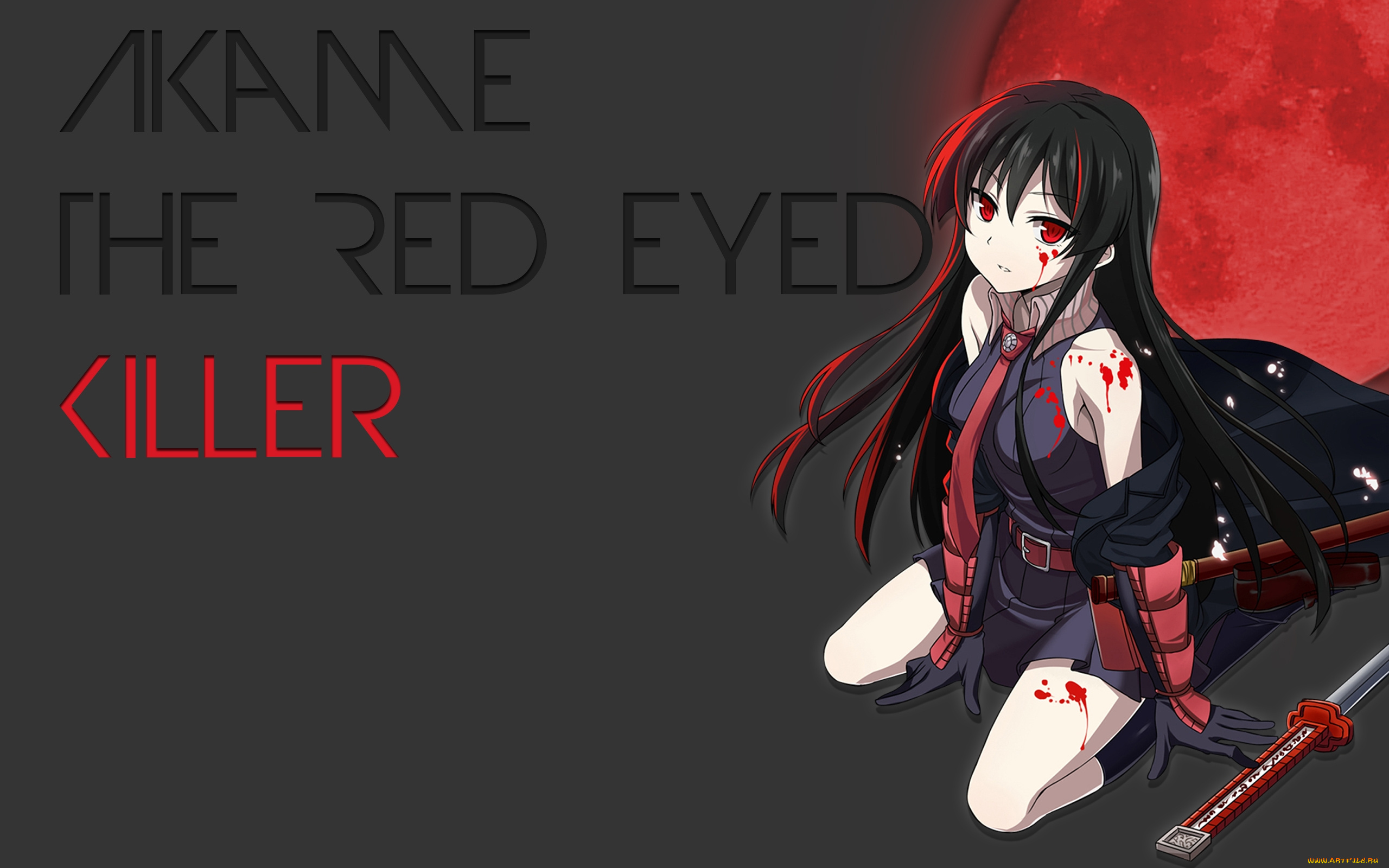 аниме, akame, ga, kill, девушка, взгляд, фон