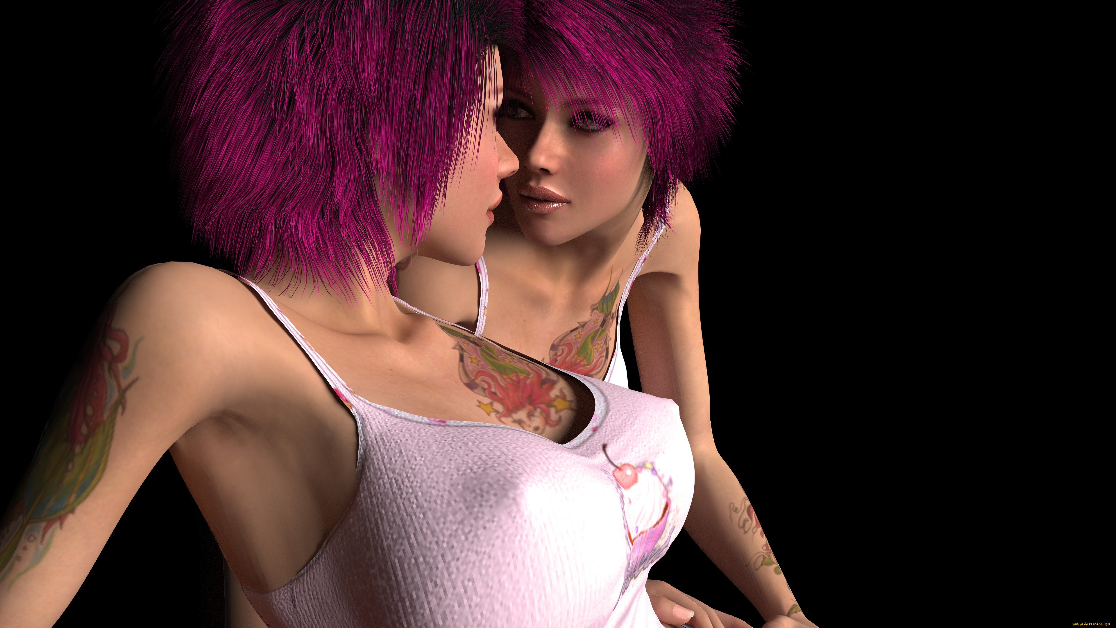 3д, графика, люди, , people, девушки, взгляд, фон