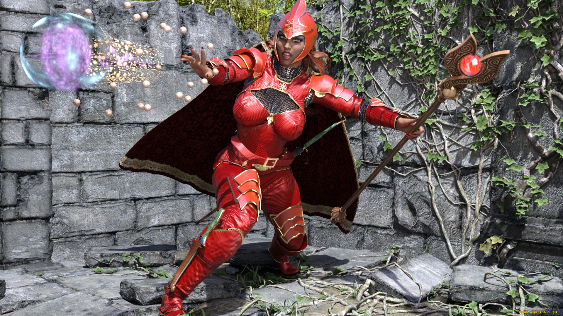 3д, графика, фантазия, , fantasy, фон, взгляд, девушка