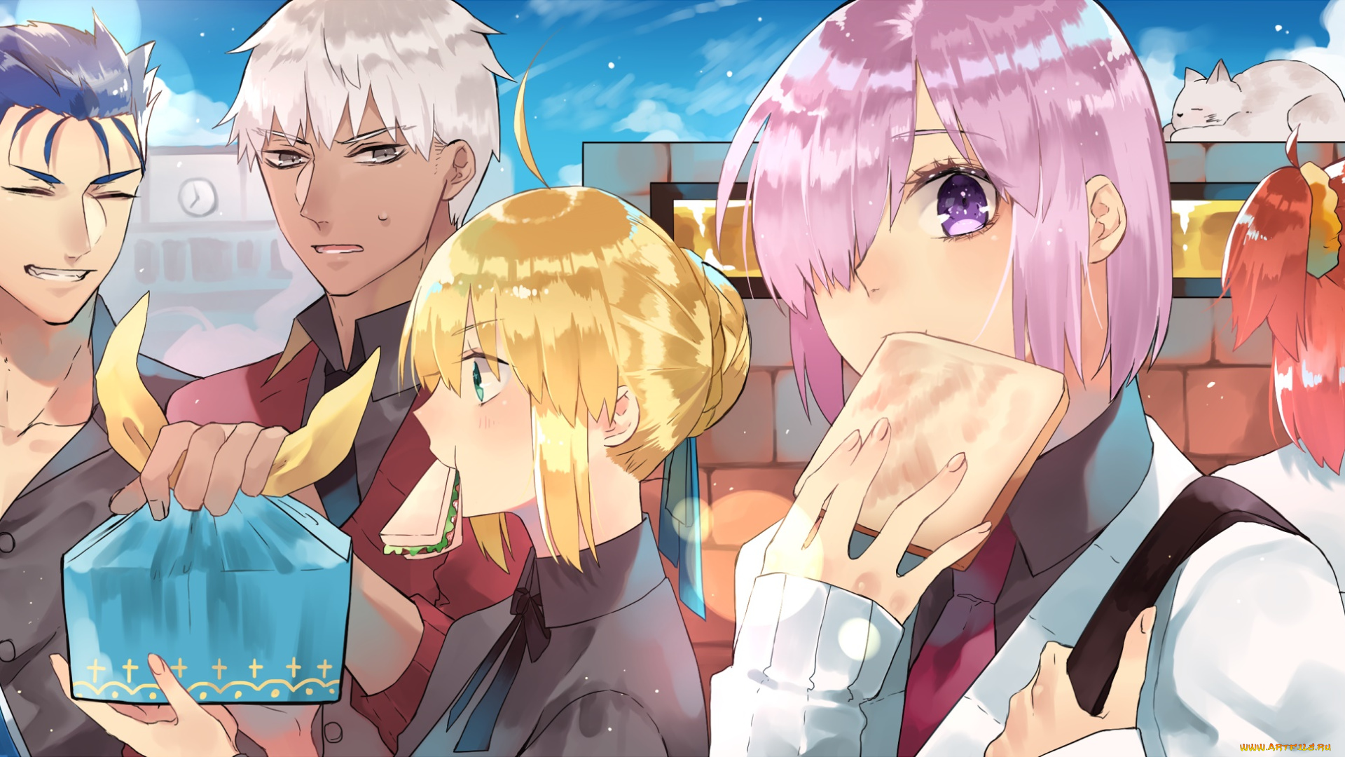 аниме, fate, stay, night, взгляд, девушки, фон