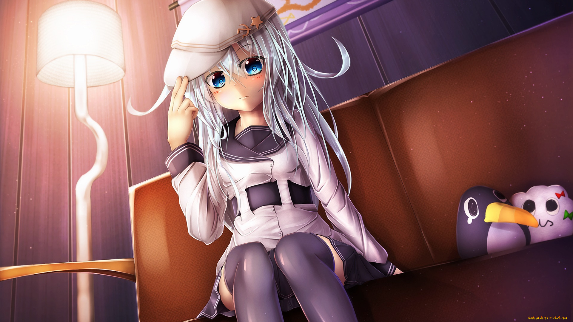 аниме, kantai, collection, девушка, взгляд, фон