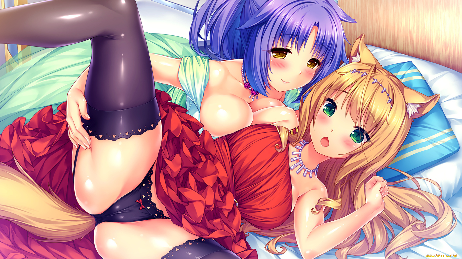 аниме, nekopara, фон, взгляд, девушки