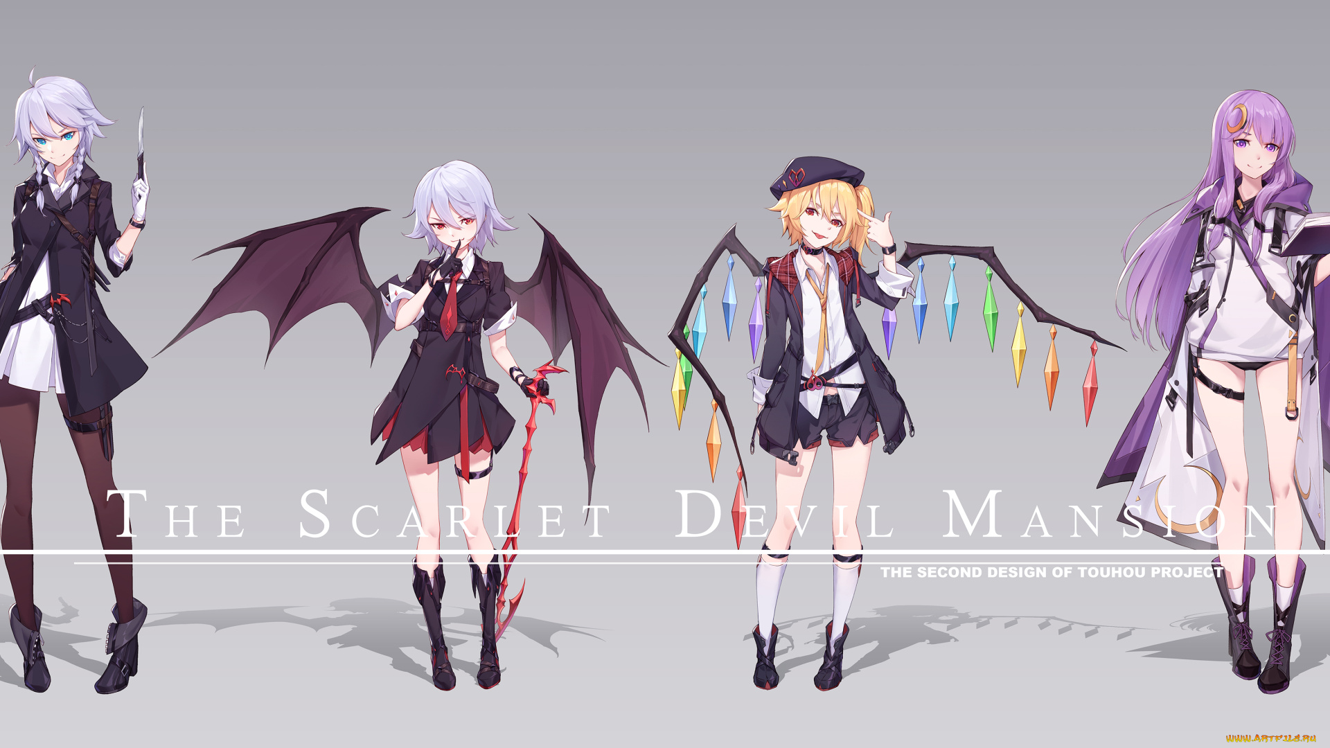 аниме, touhou, фон, взгляд, девушки