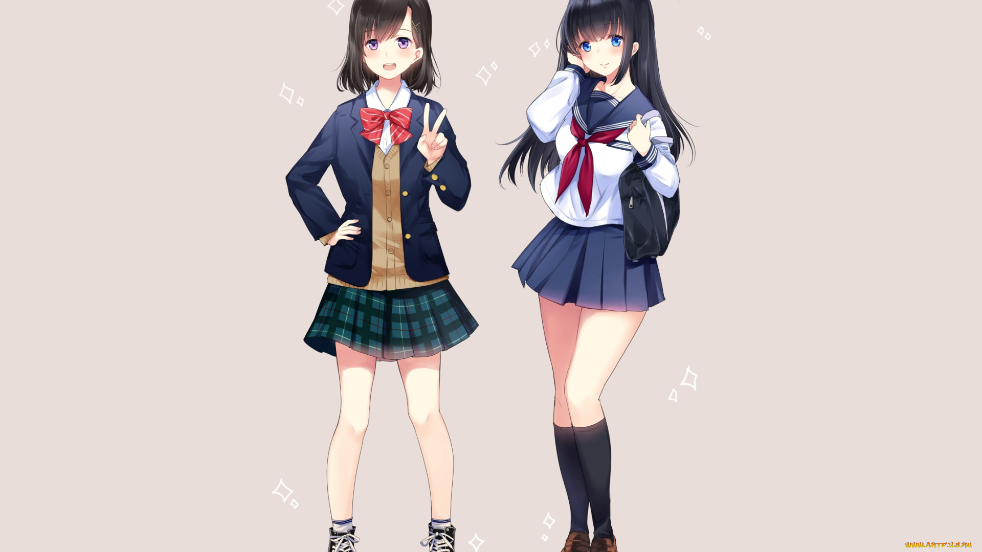 аниме, unknown, , другое, , девушки, взгляд, фон