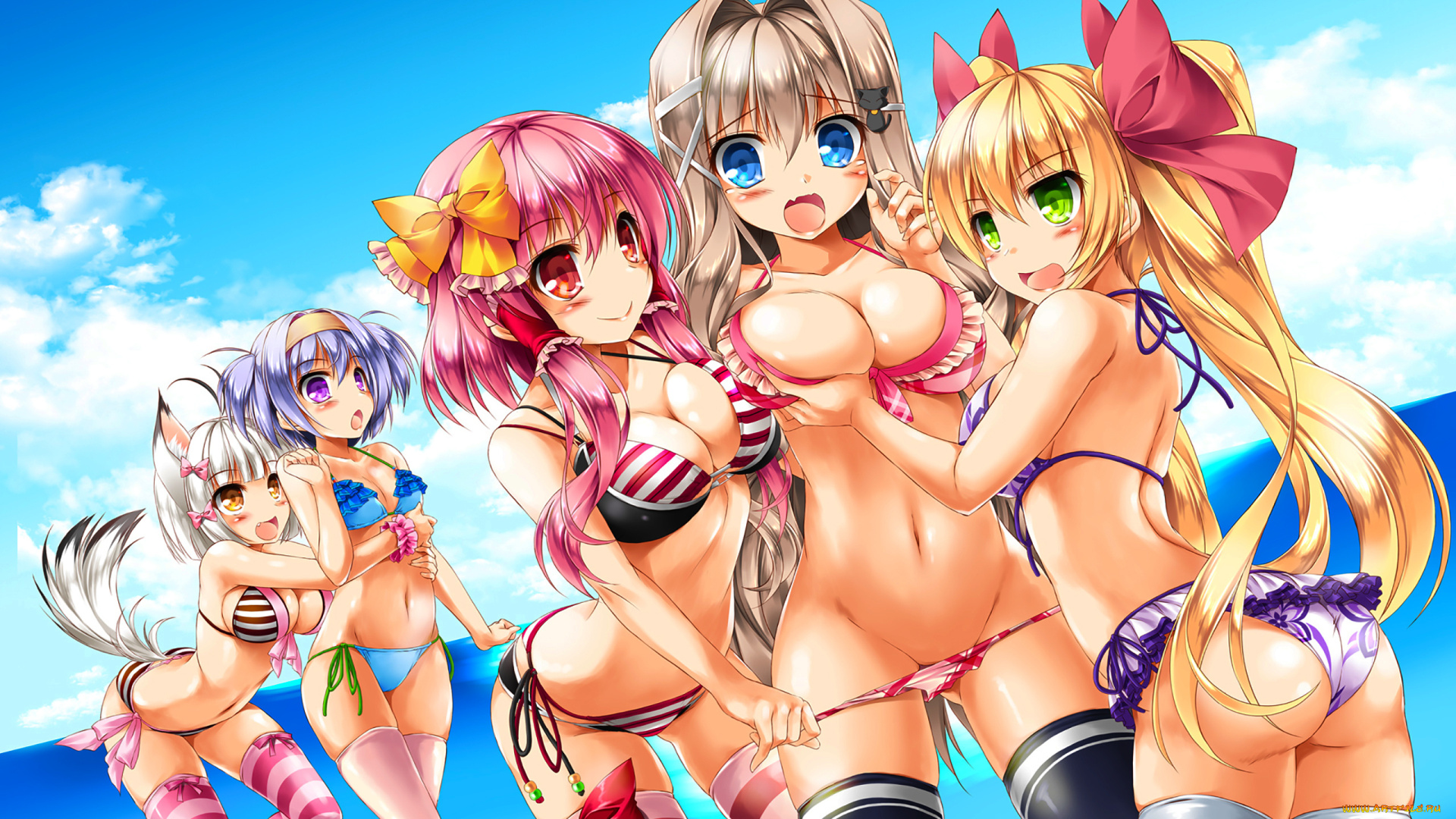 аниме, животные, , существа, фон, взгляд, девушки