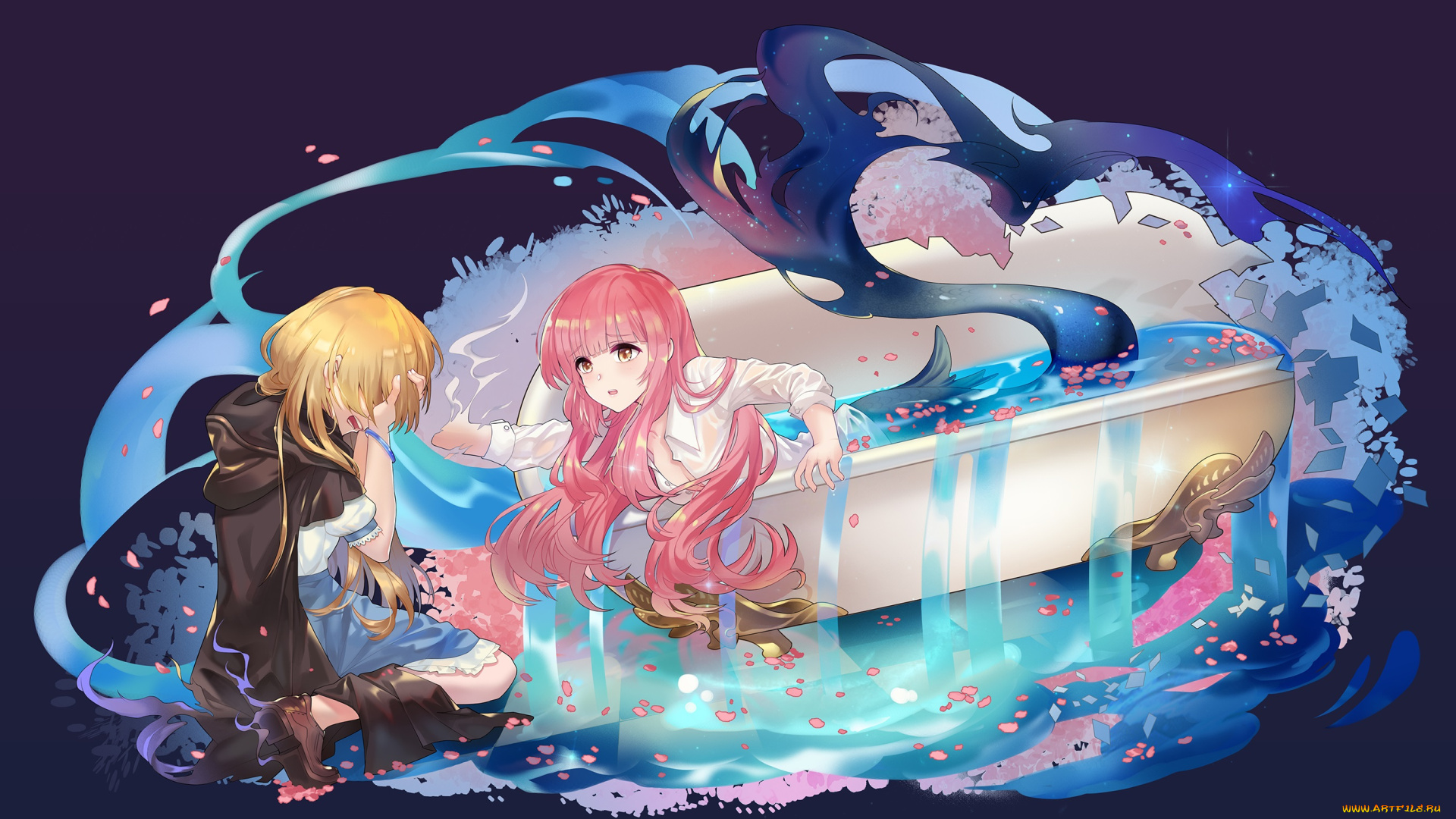 аниме, животные, , существа, русалка, девушки