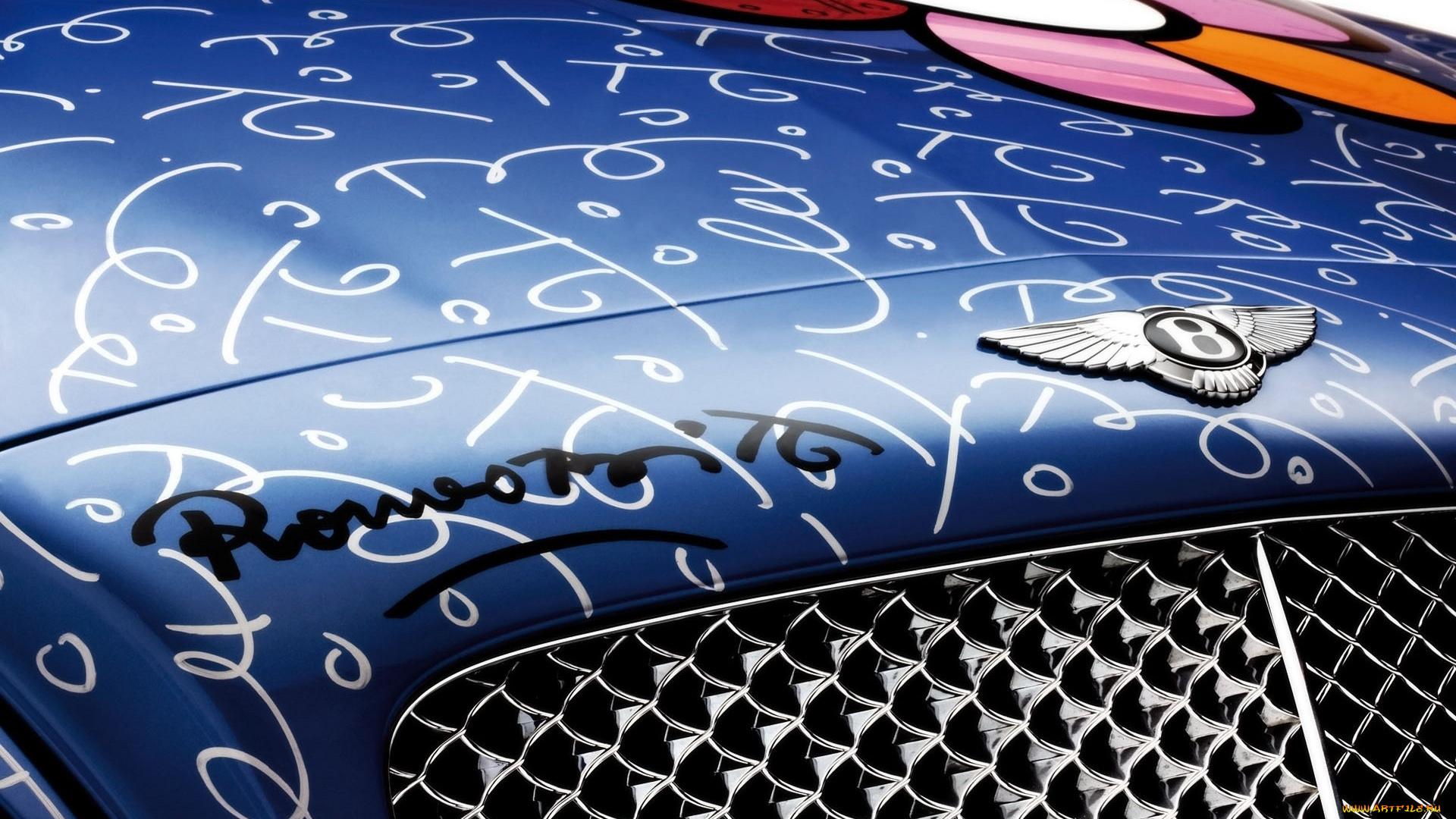 автомобили, фрагменты, автомобиля, капот, бентли, рисунки, значок, синий
