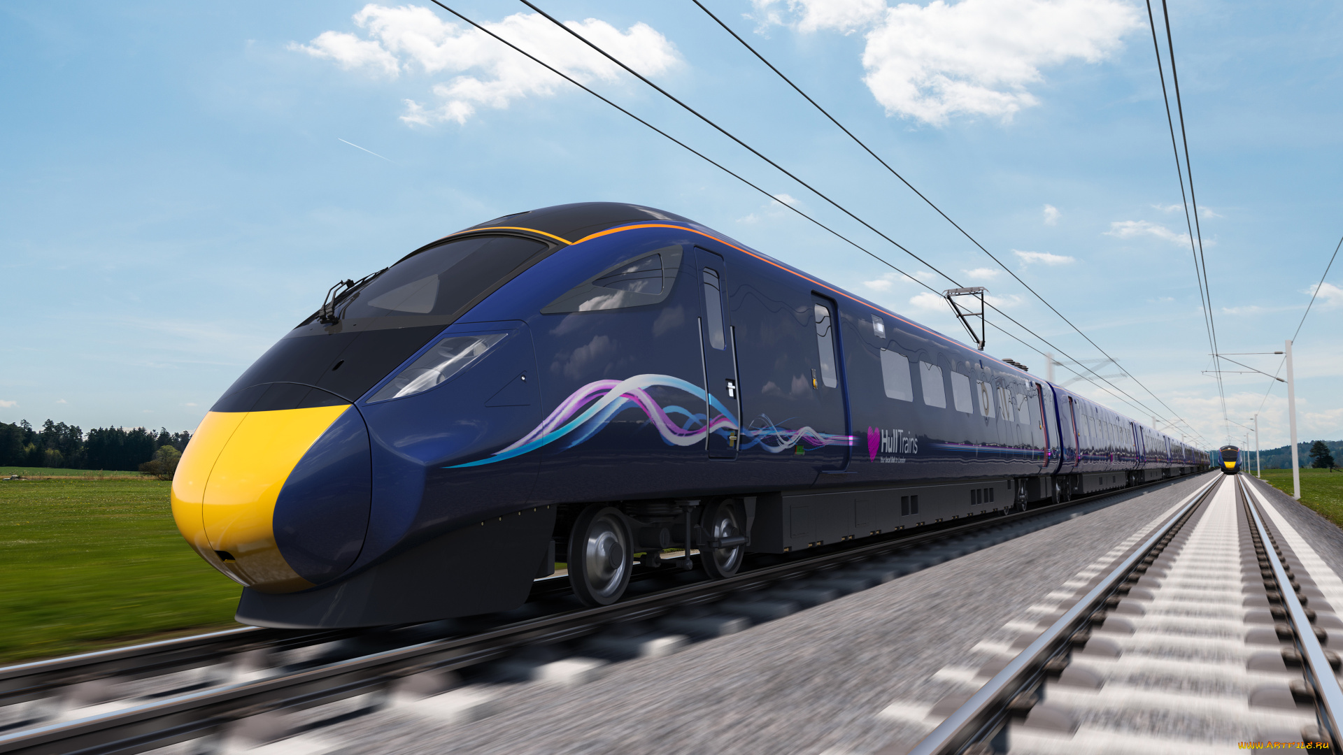 hitachi, at300, техника, 3d, скорость, hitachi, at300, electric, trains, хитачи, europe, railway, поезд, passenger, transport