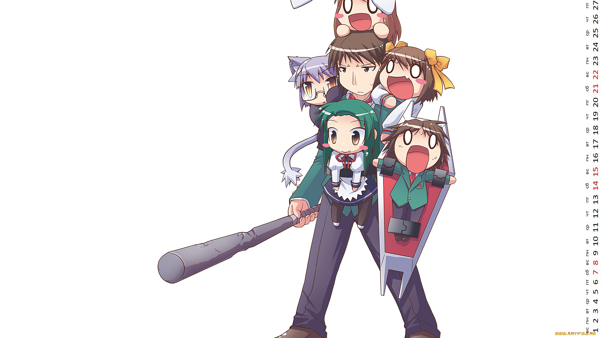 календари, аниме, дубина, взгляд, человек