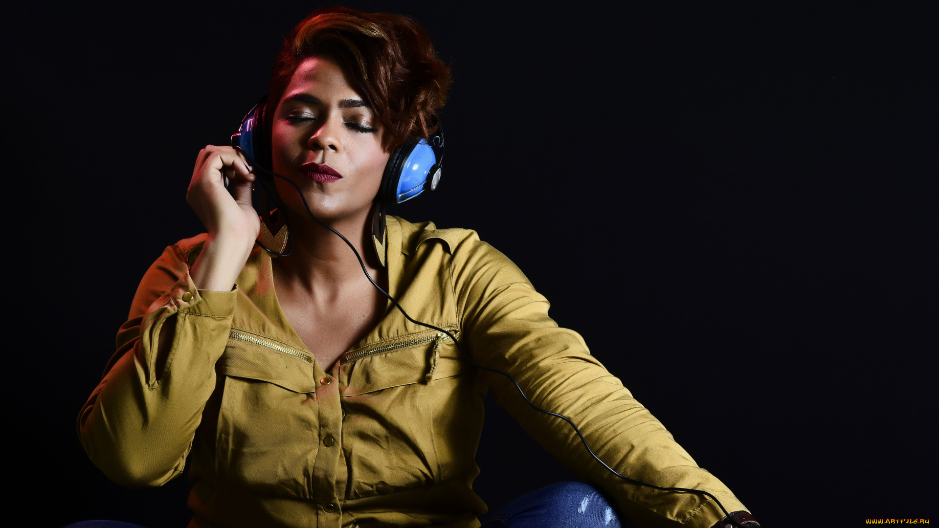 музыка, -другое, наушники, женщина