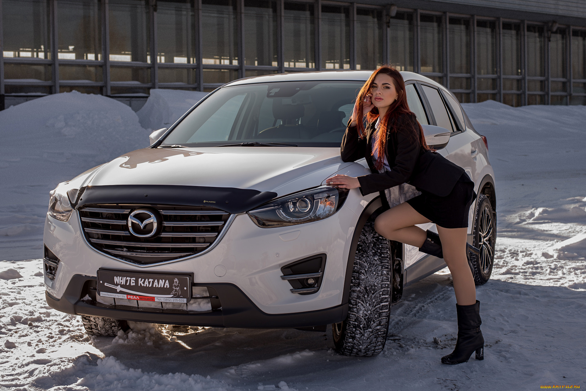 девушка, и, mazda, cx-5, автомобили, -авто, с, девушками, зима, white, katana, cx5, girls, mazda