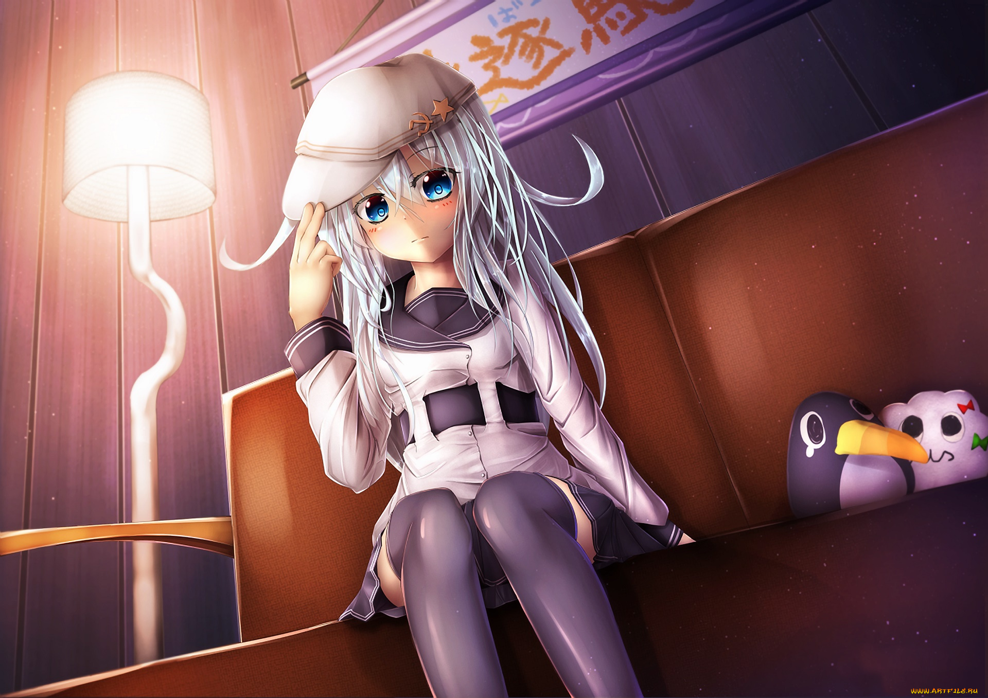 аниме, kantai, collection, девушка, взгляд, фон