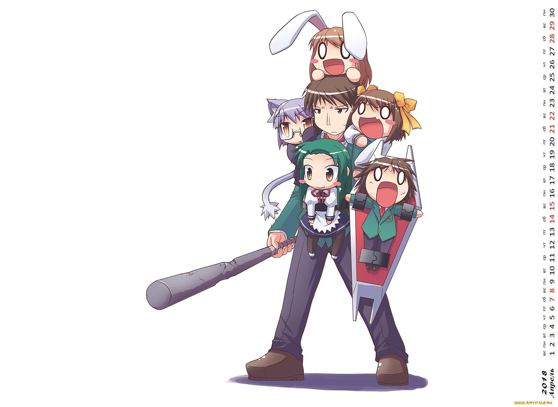 календари, аниме, дубина, взгляд, человек