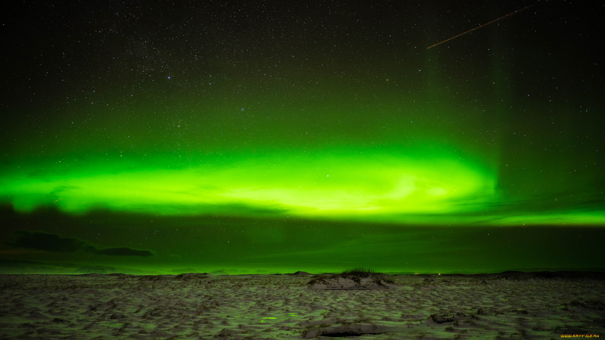 природа, северное, сияние, простор