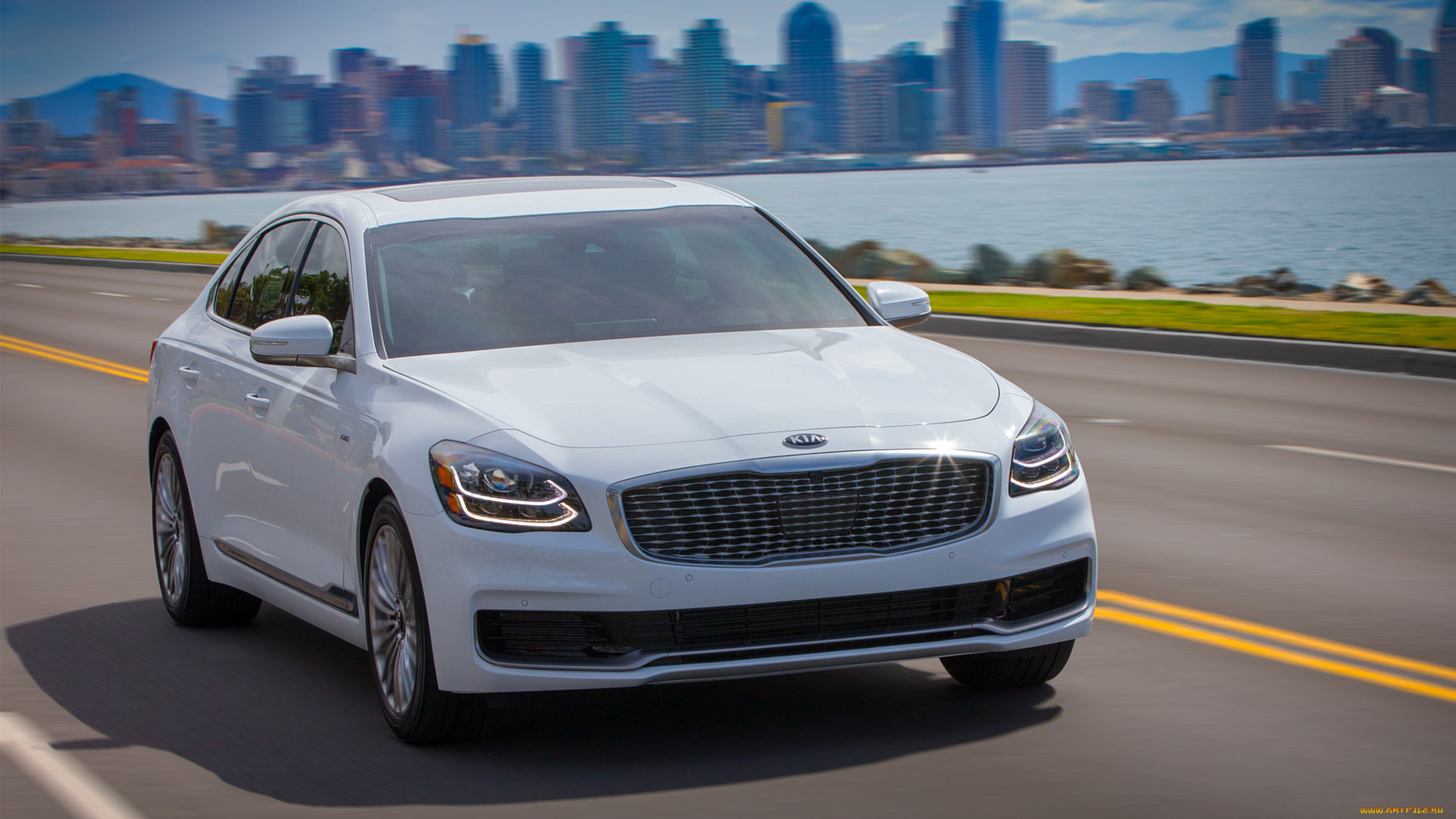 kia, k900, 2019, автомобили, kia, k900, белый, 2019