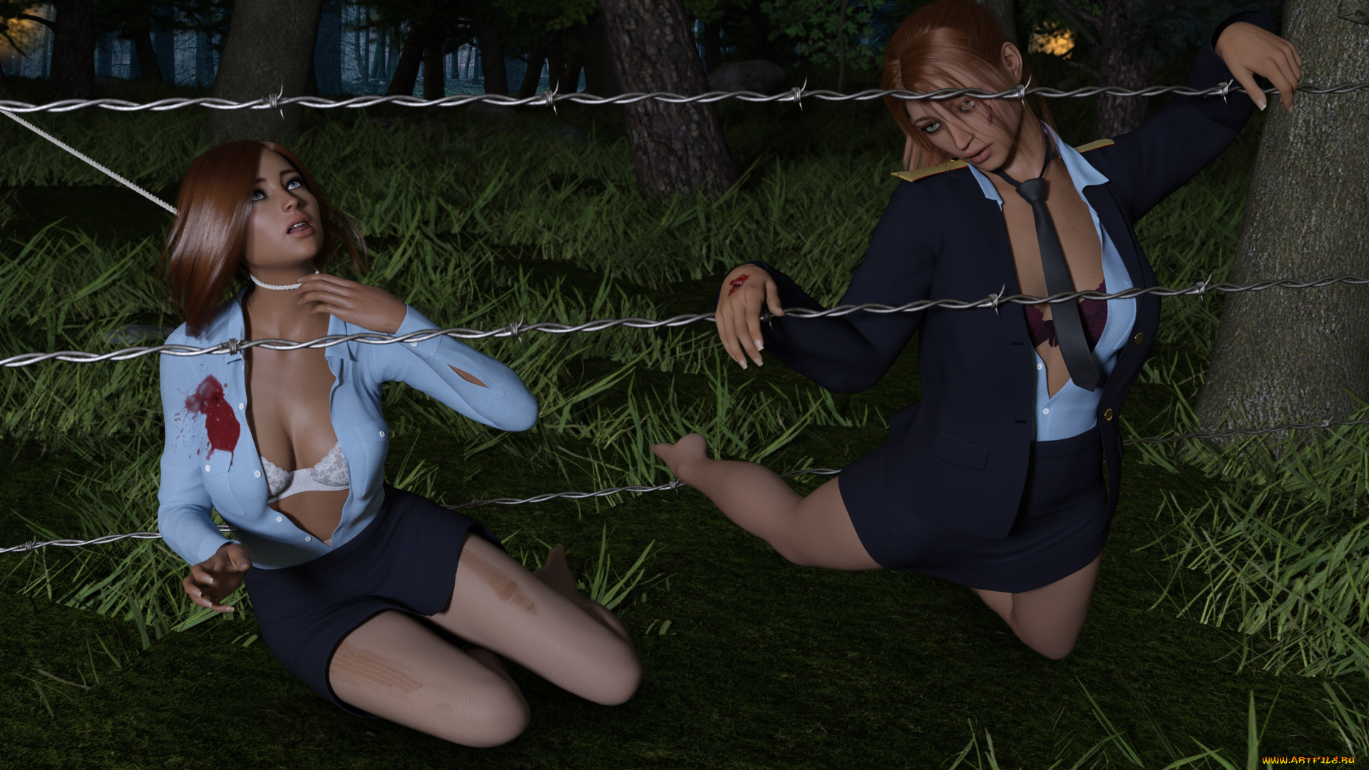 3д, графика, фантазия, , fantasy, девушки, взгляд, фон