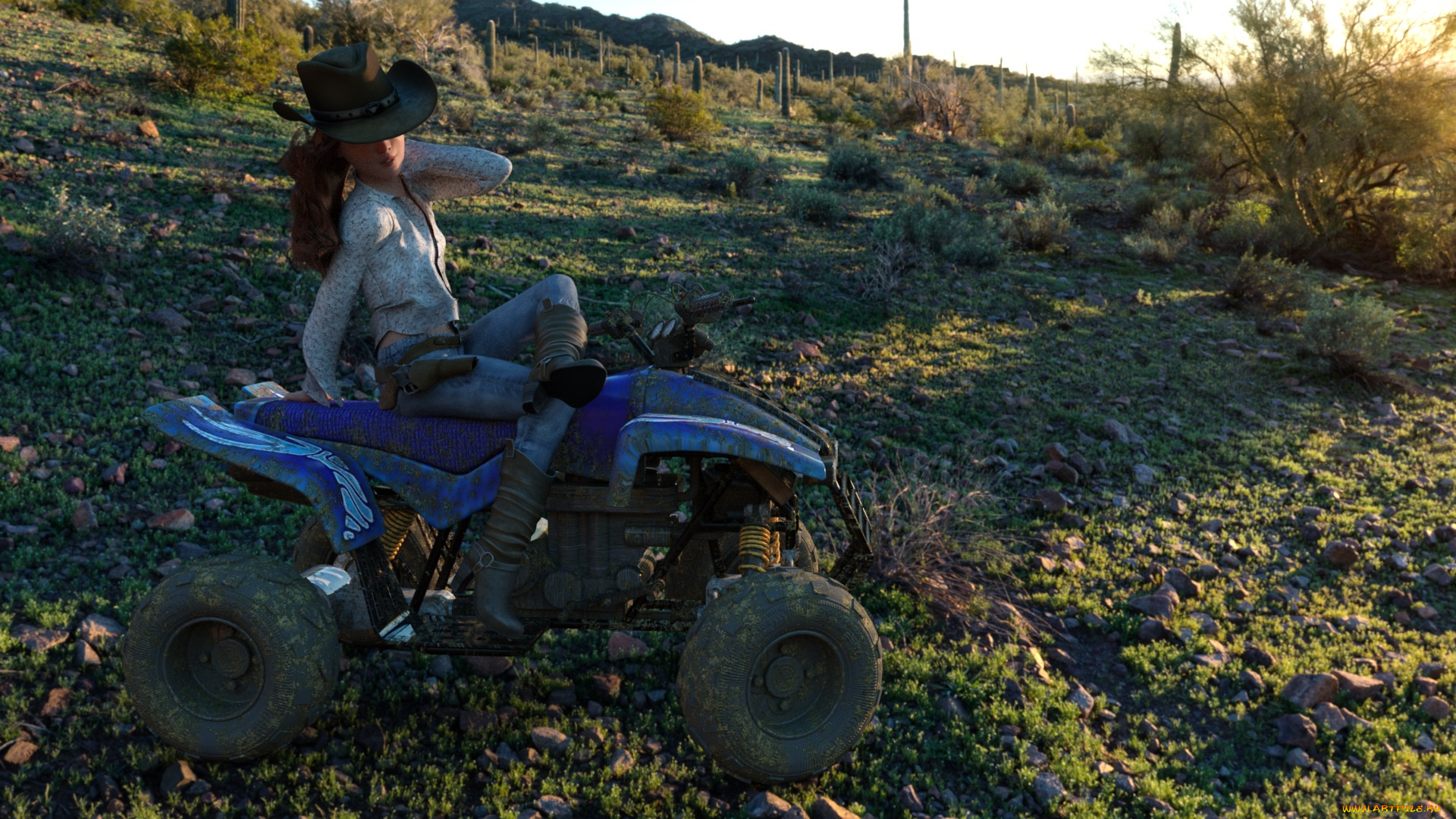 3д, графика, люди-авто, мото, , people-, car, , , moto, девушка, взгляд, фон