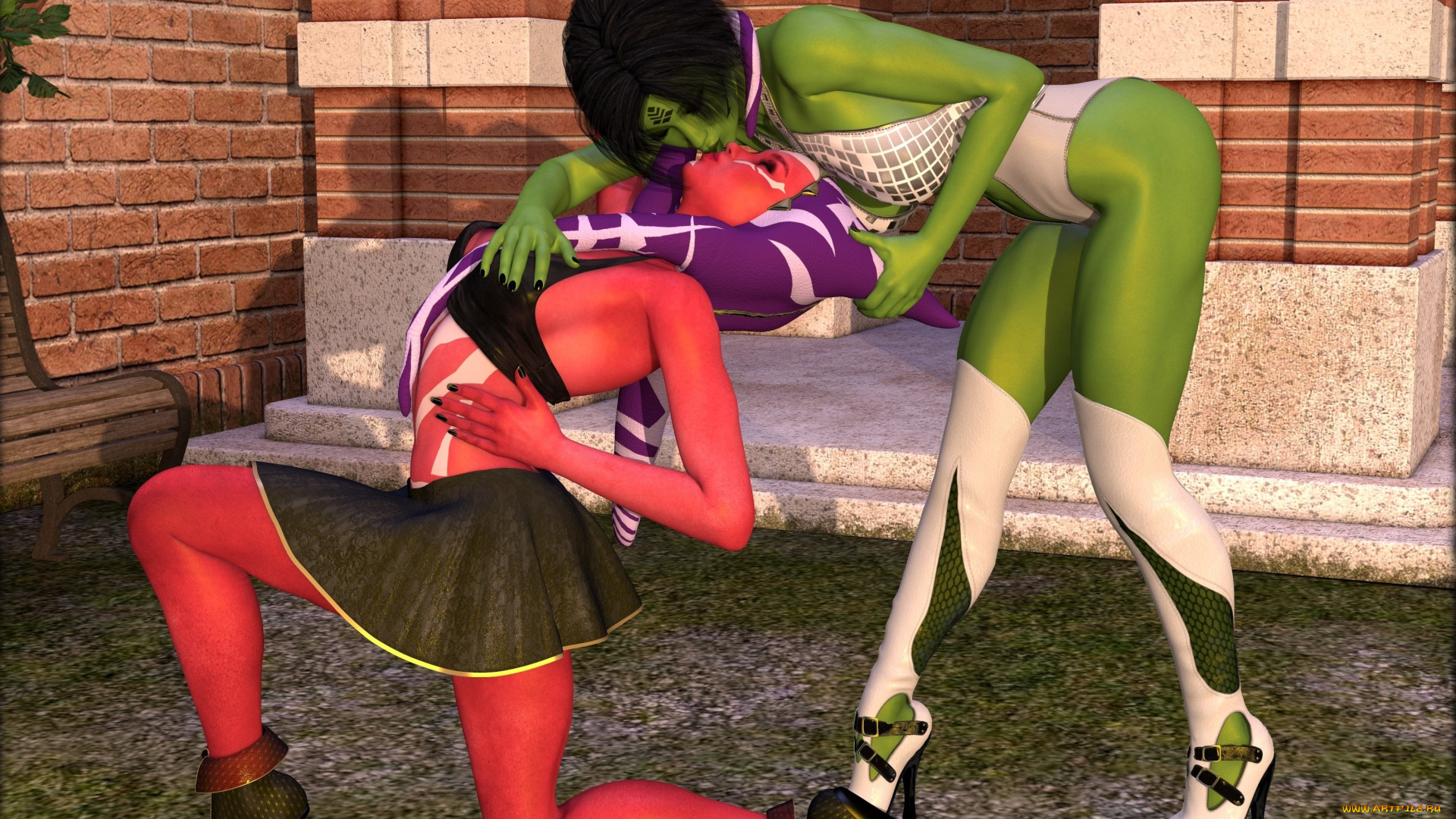 3д, графика, существа, , creatures, грудь, фон, взгляд, девушки