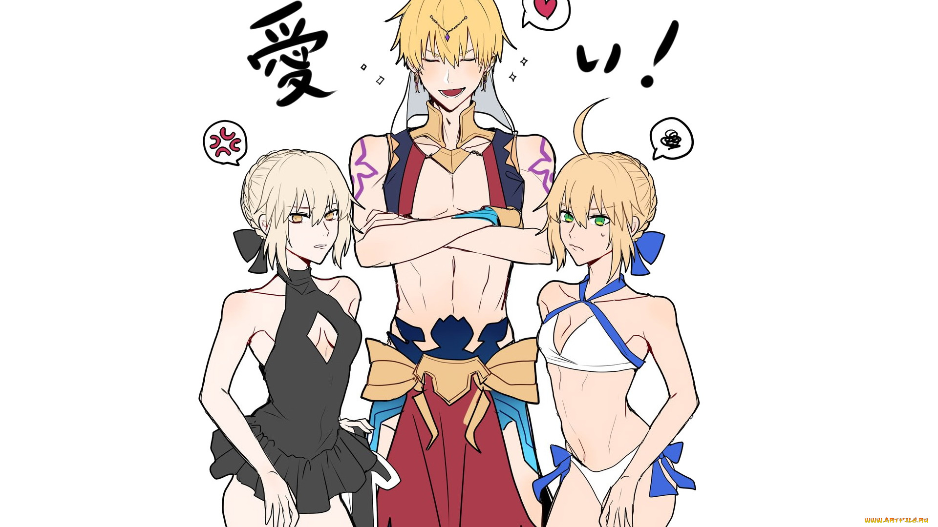 аниме, fate, stay, night, , grand, order, , apocrypha, девушки, соперничество, парень