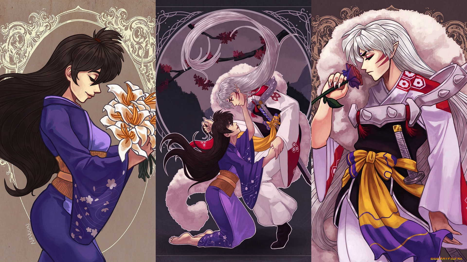 аниме, inuyasha, рин, сешоумару