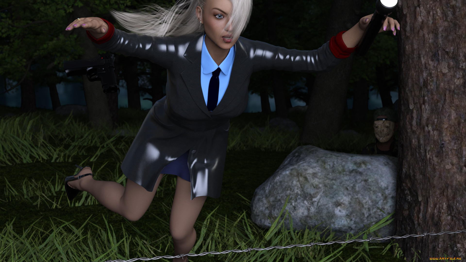 she, wolf, 3д, графика, фантазия, , fantasy, девушка, взгляд, фон