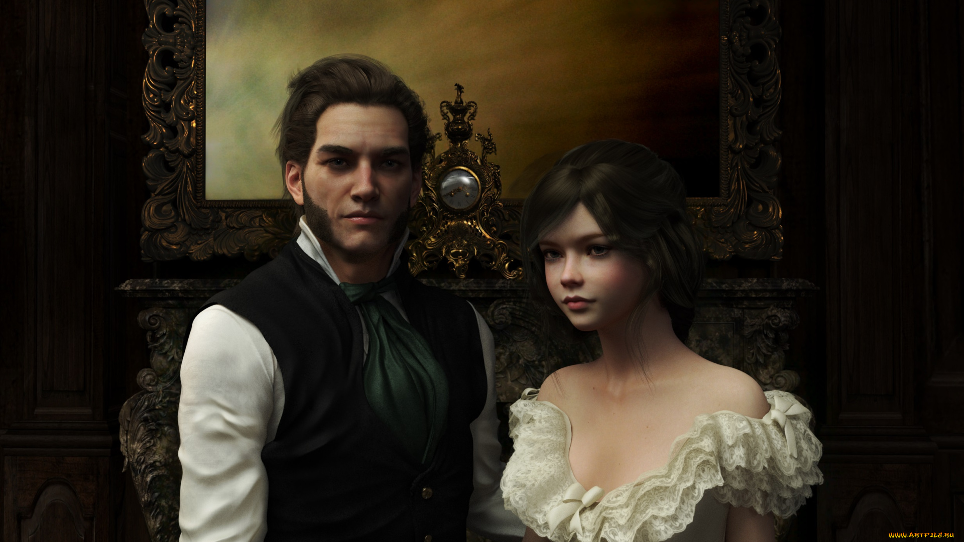 3д, графика, люди, , people, девушка, мужчина, фон, взгляд, одежда