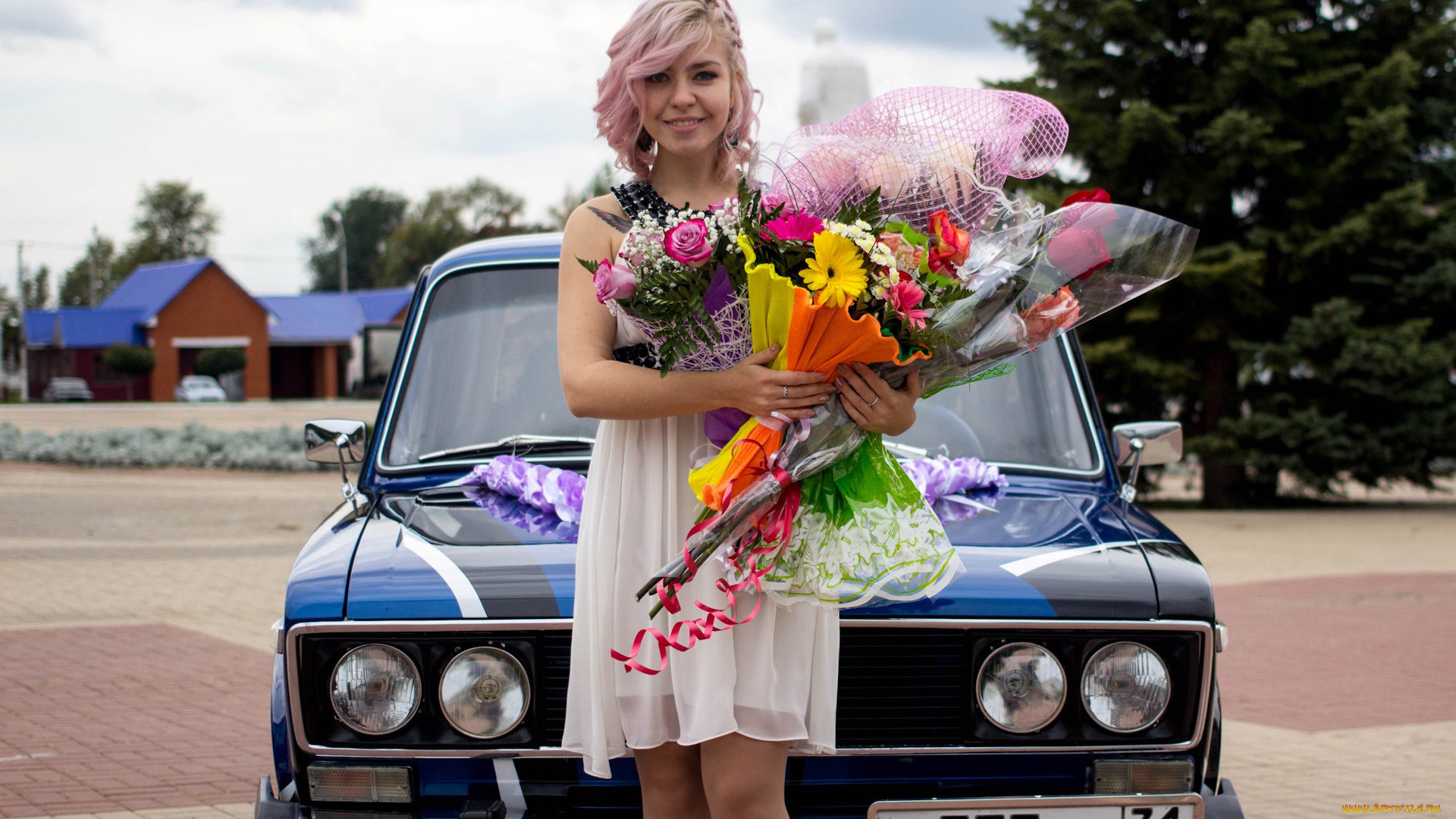 автомобили, -авто, с, девушками, lada, 2106