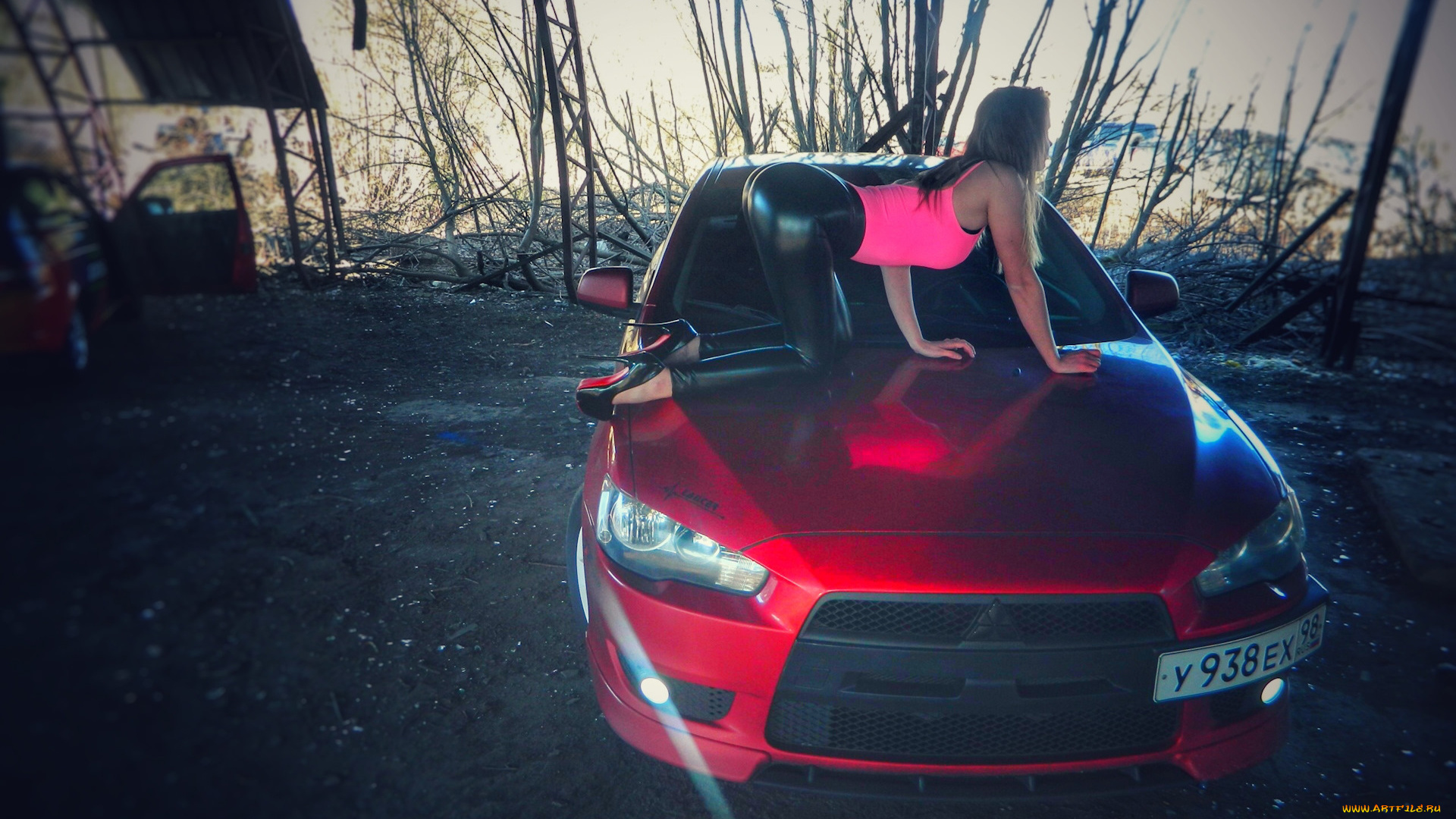 автомобили, -авто, с, девушками, mitsubishi, lancer