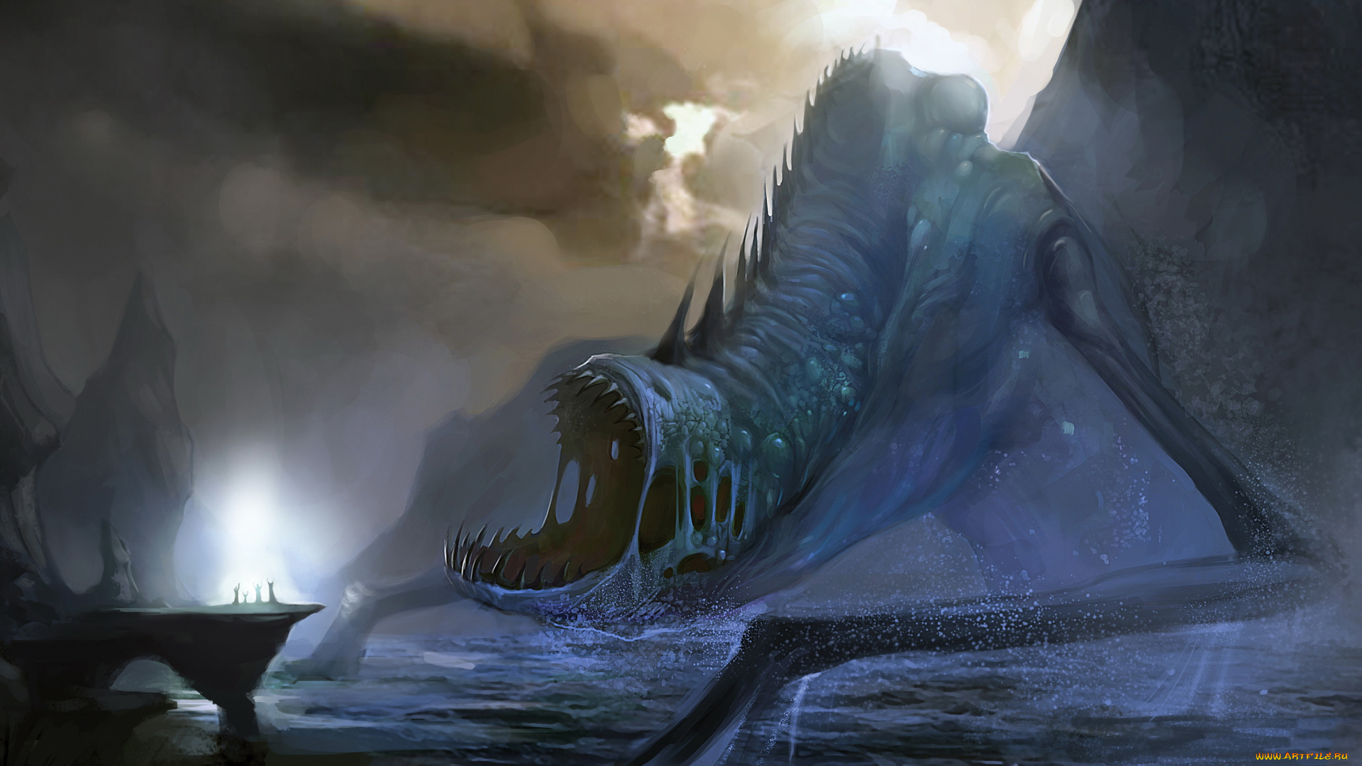фэнтези, существа, существо, фон, пасть