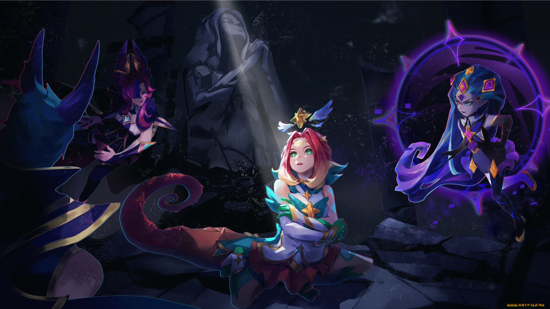 видео, игры, league, of, legends, девушки, хвост, луч