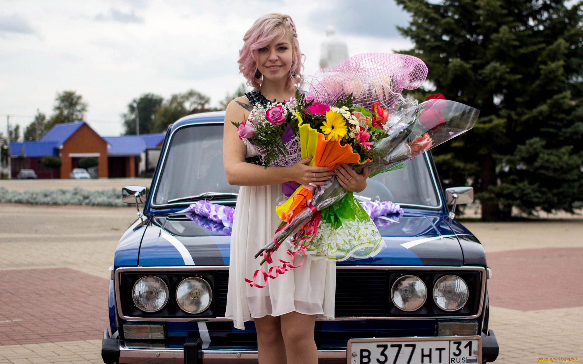 автомобили, -авто, с, девушками, lada, 2106