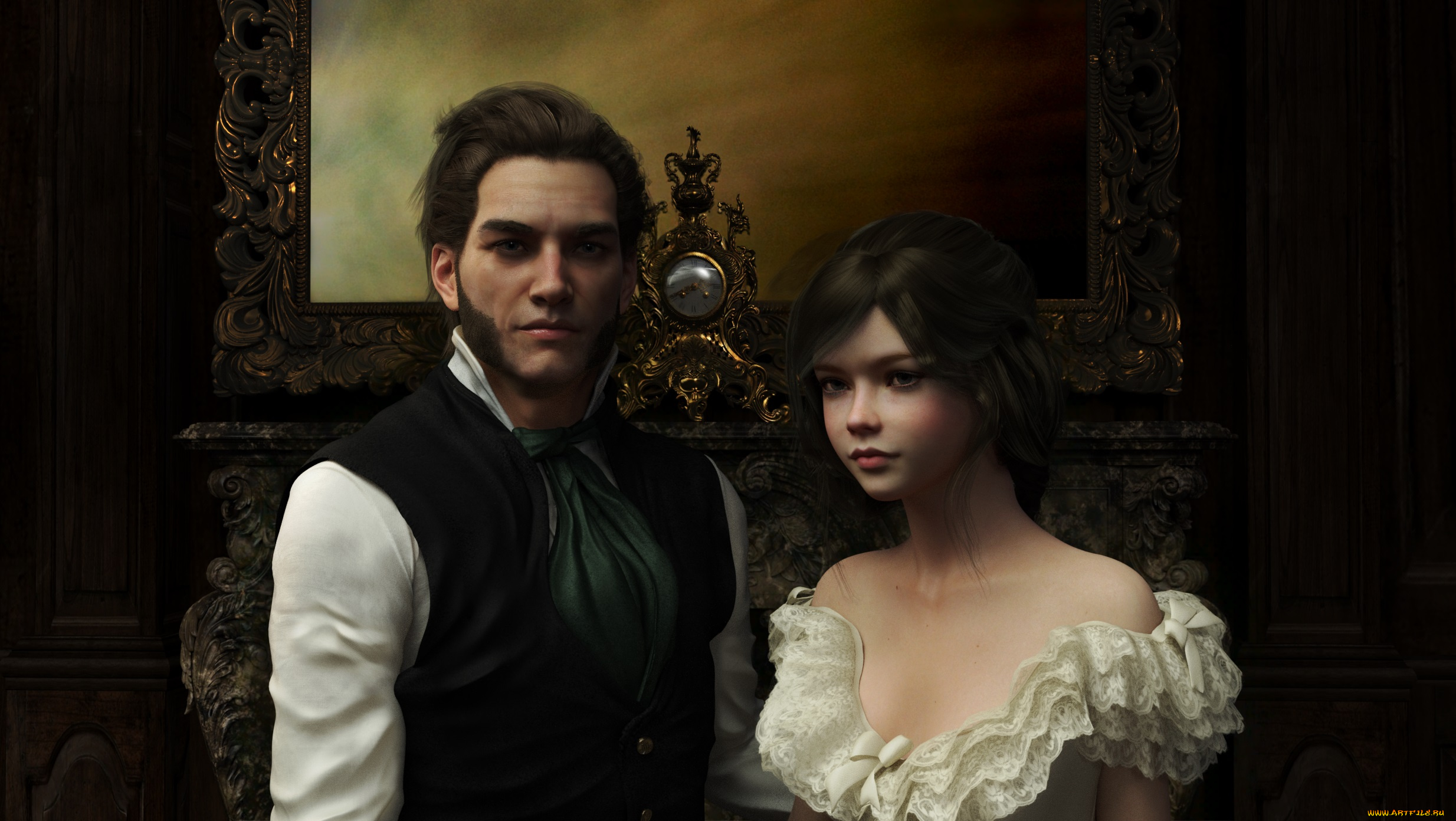 3д, графика, люди, , people, девушка, мужчина, фон, взгляд, одежда