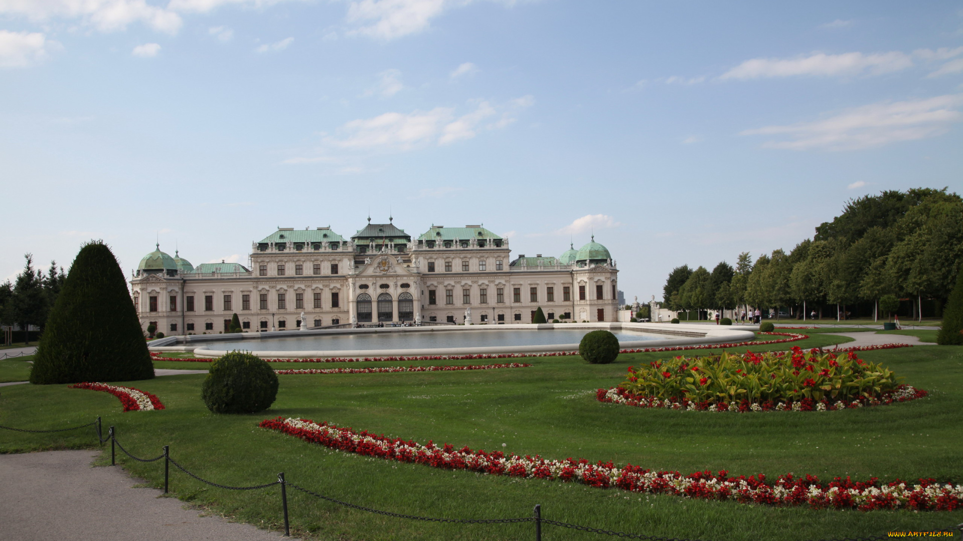 города, вена, , австрия, дворец, клумбы