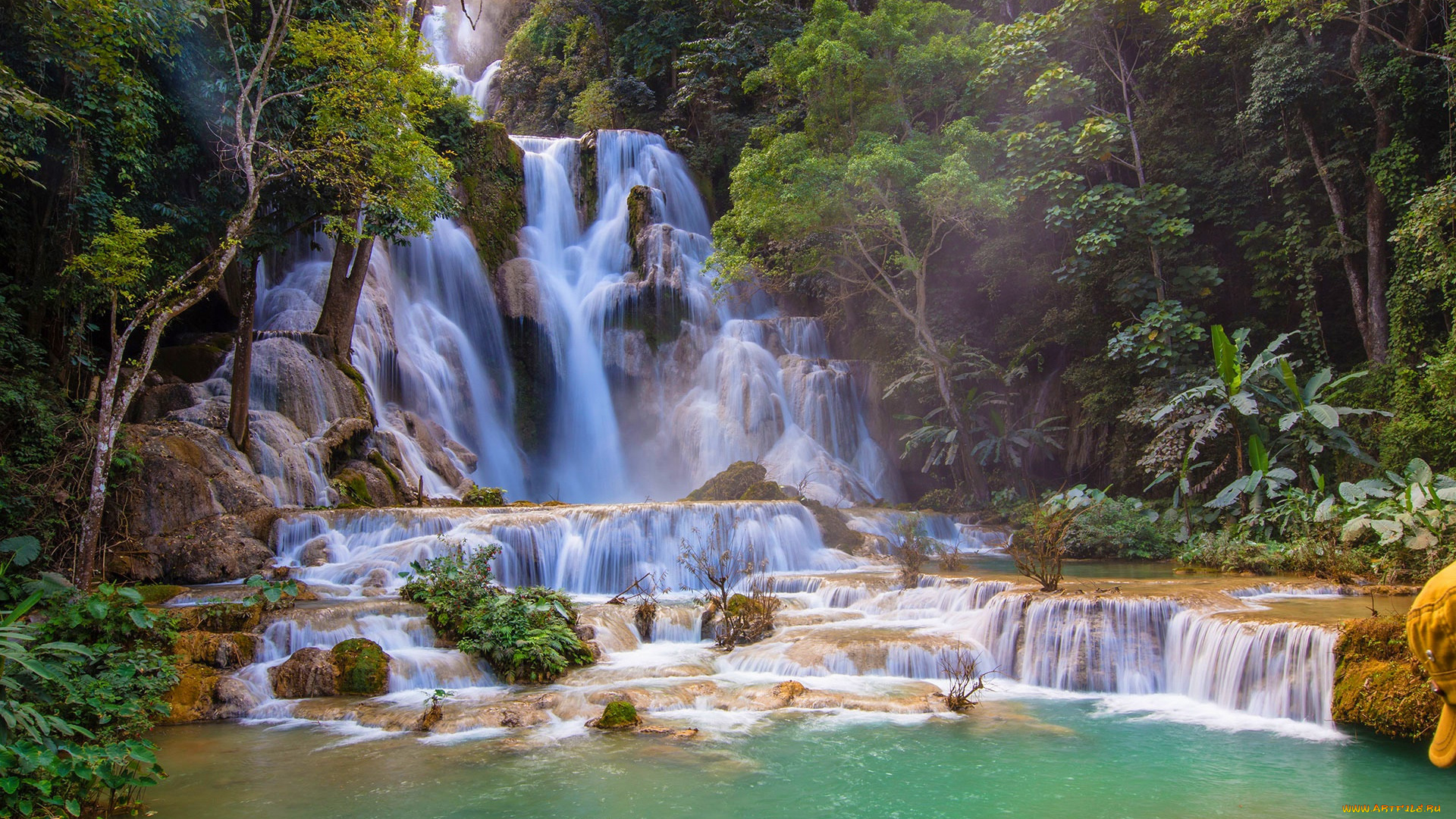 kuang, si, falls, laos, природа, водопады, kuang, si, falls