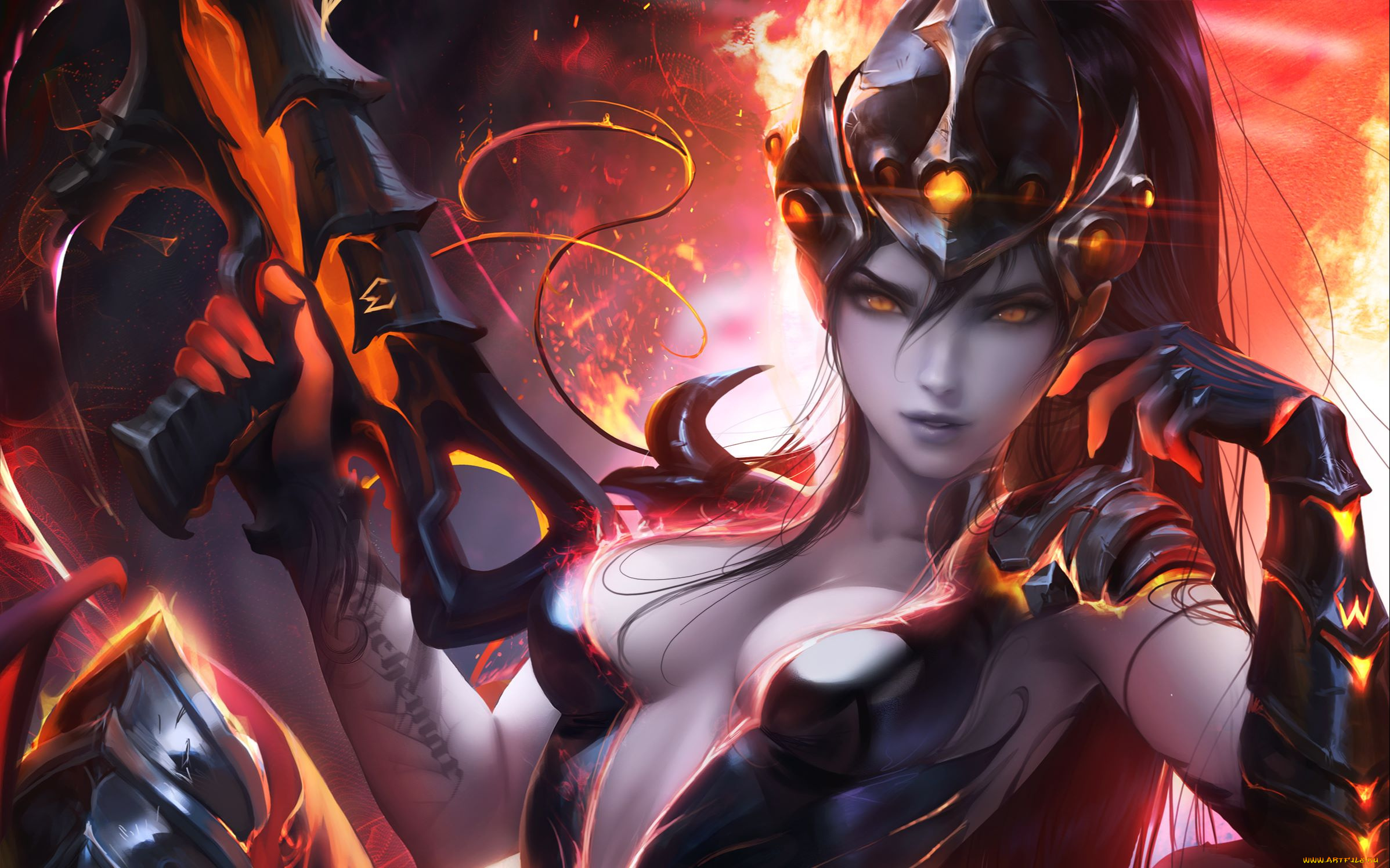 видео, игры, overwatch, девушка, оружие, магия