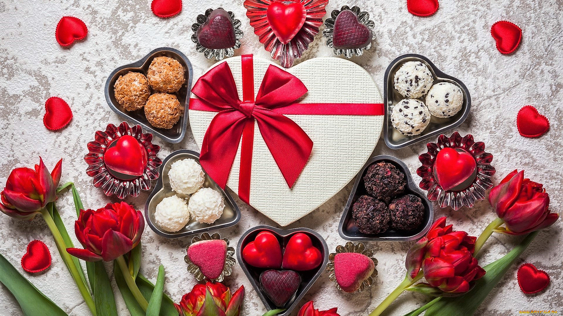 еда, пирожные, , кексы, , печенье, коробка, сердечки, кексы, тюльпаны